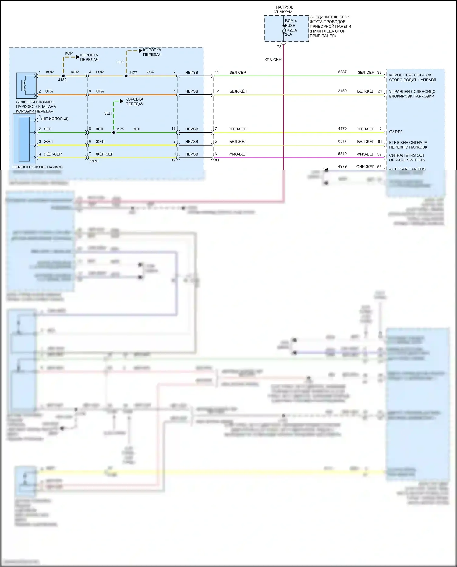 CT5-V Cadillac I (2019-2024): Электросхема блокировки селектора 