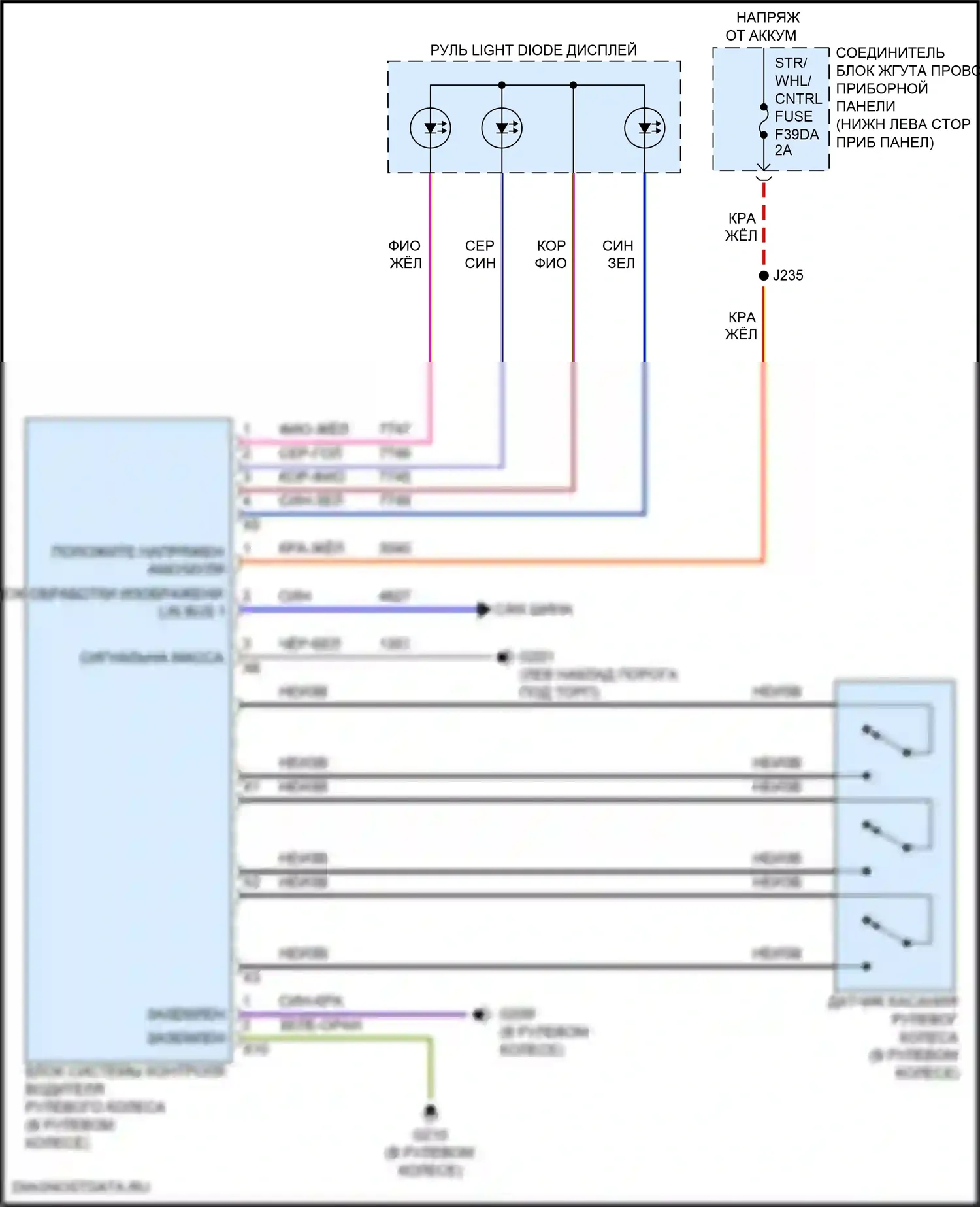 CT5-V Cadillac I (2019-2024): Электросхема датчиков касания рулевого колеса 