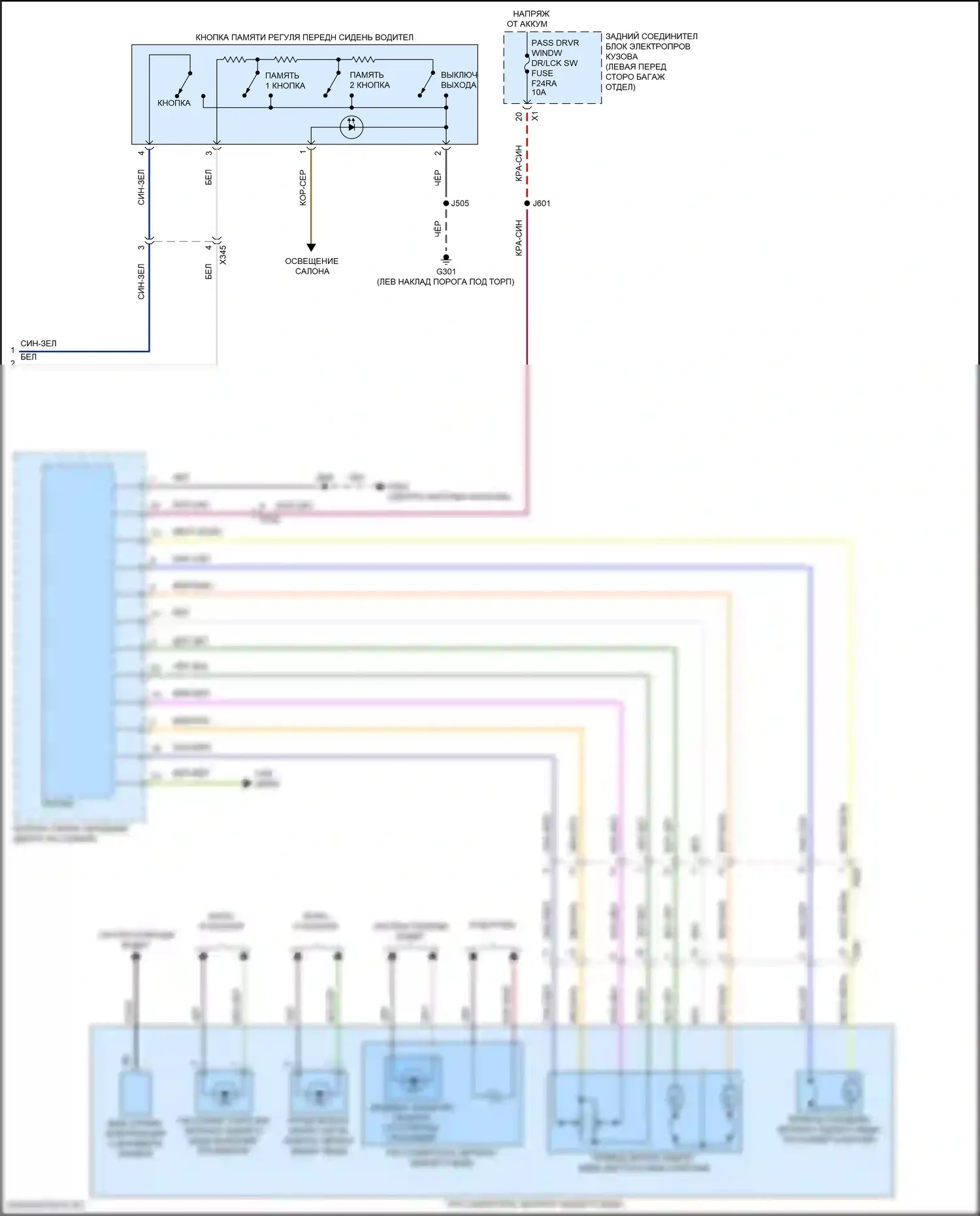 CT5-V Cadillac I (2019-2024): Электросхема памяти зеркал (2 из 2) 