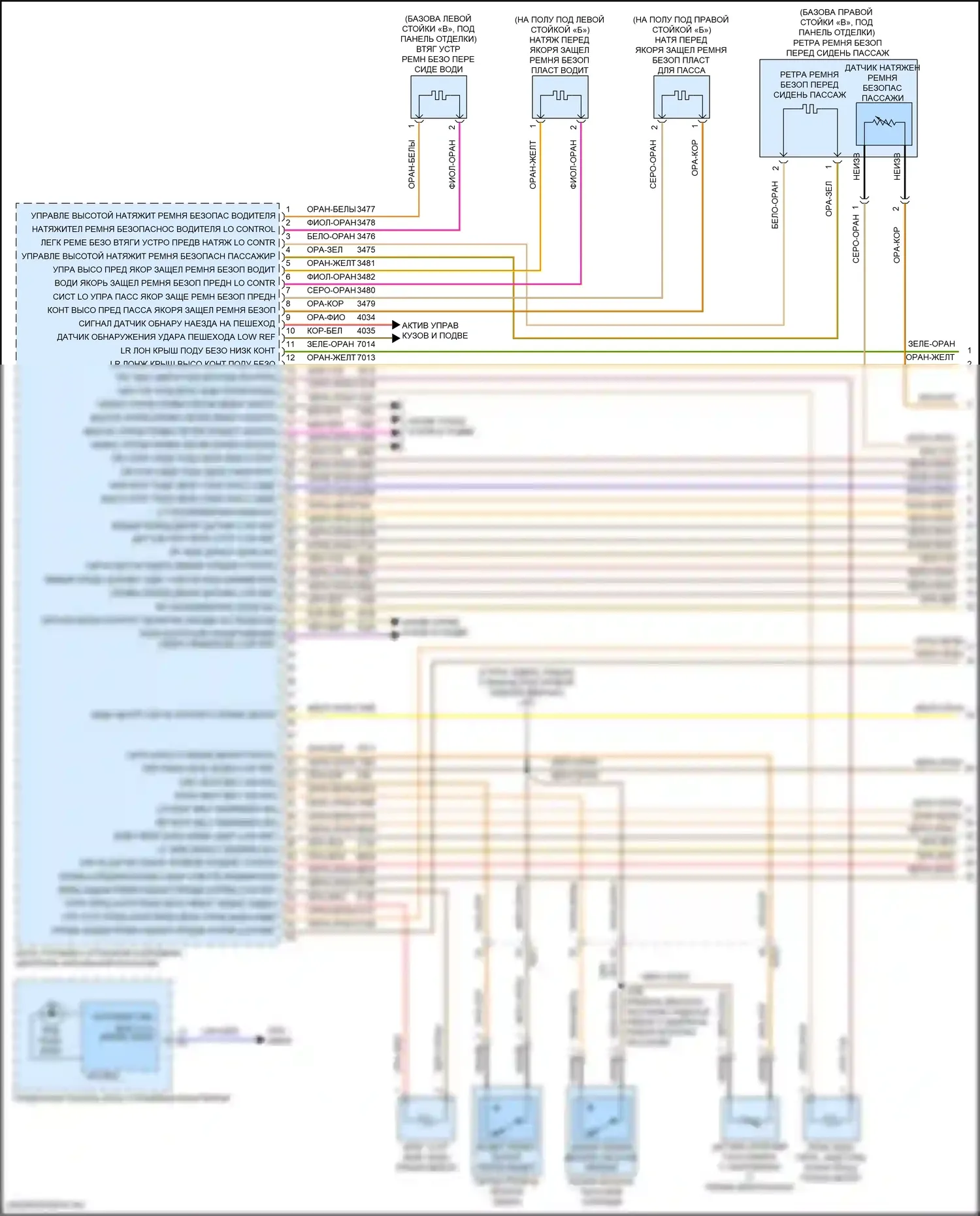 CT5-V Cadillac I (2019-2024): Электросхема подушек безопасности (1 из 4) 