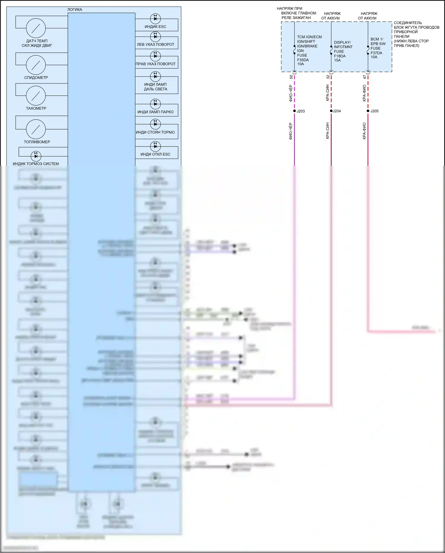 CT5-V Cadillac I (2019-2024): Электросхема приборной панели (1 из 3) 