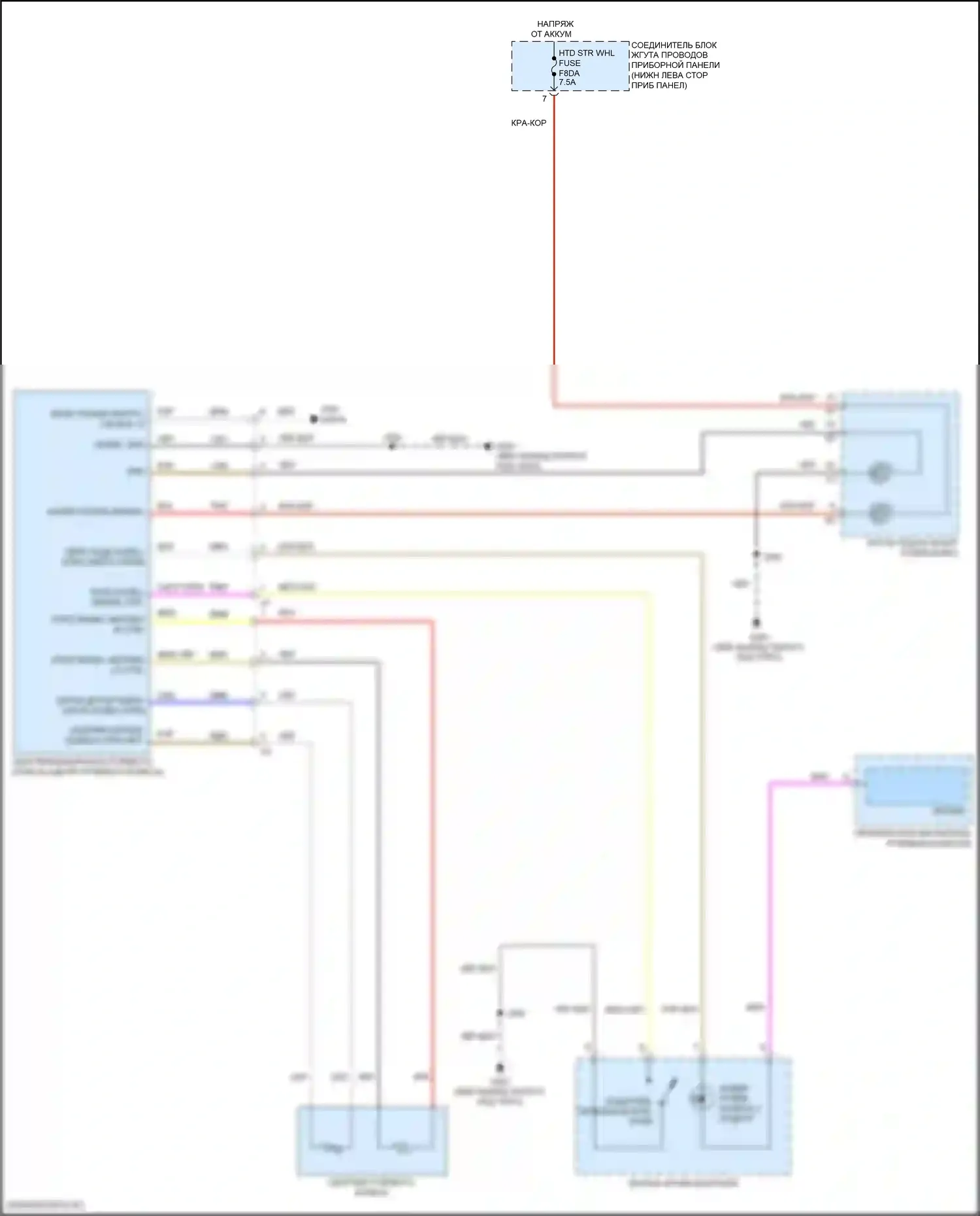 CT5-V Cadillac I (2019-2024): Электросхема рулевого колеса с подогревом 
