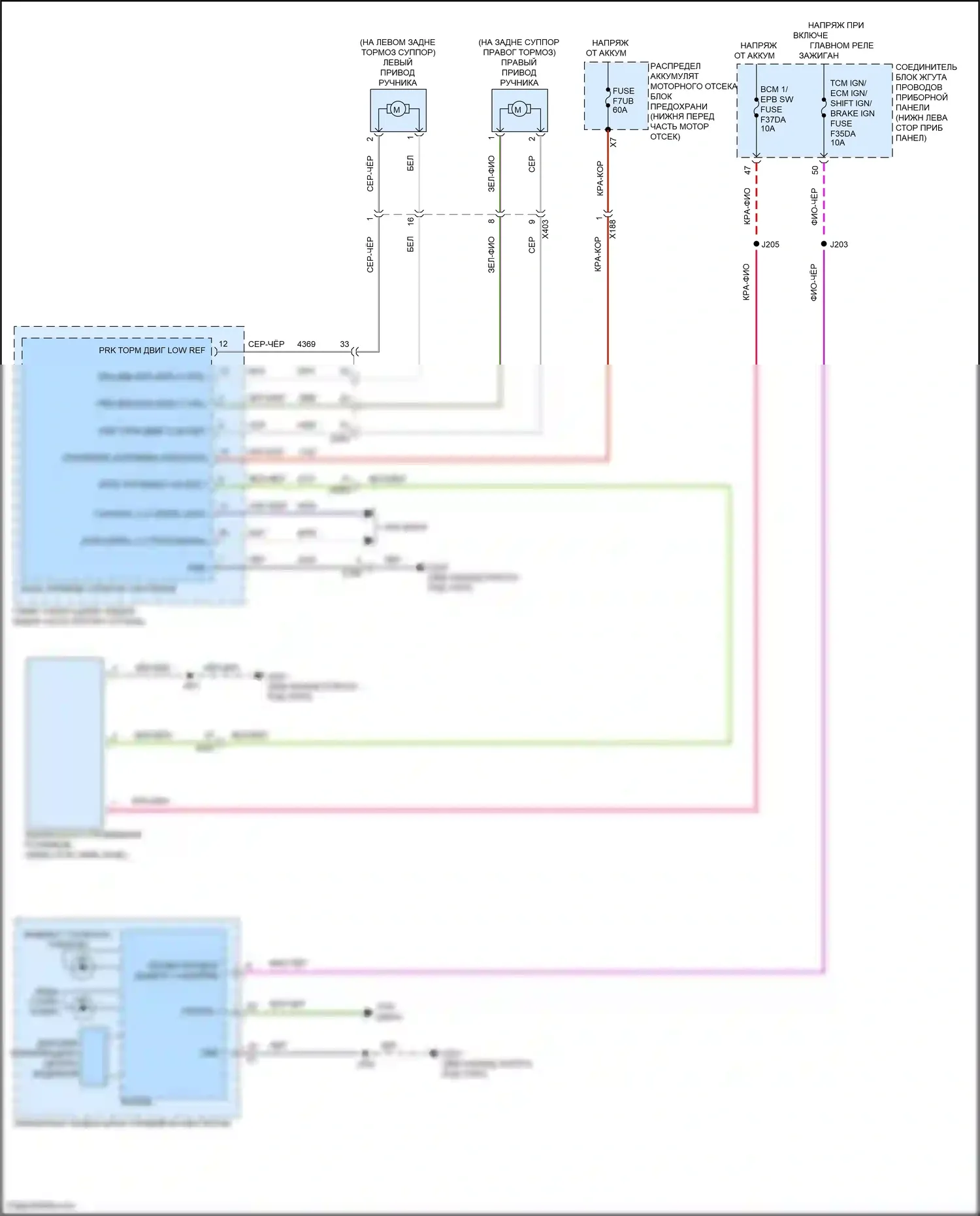CT5 Cadillac I (2019-2024): Электросхема системы стояночного тормоза 