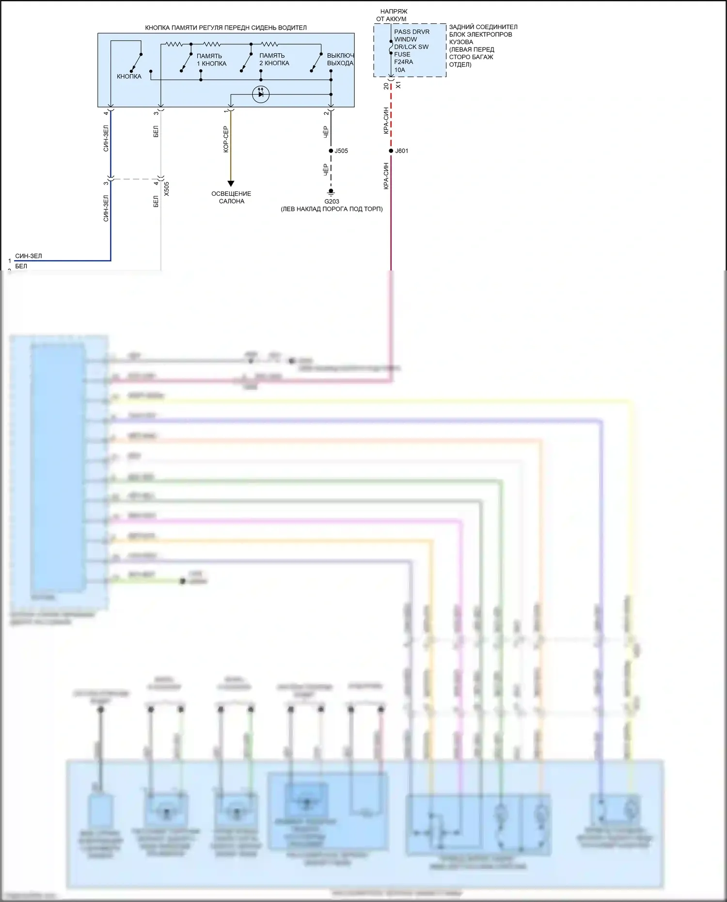 CT5 Cadillac I (2019-2024): Электросхема памяти зеркал (2 из 2) 