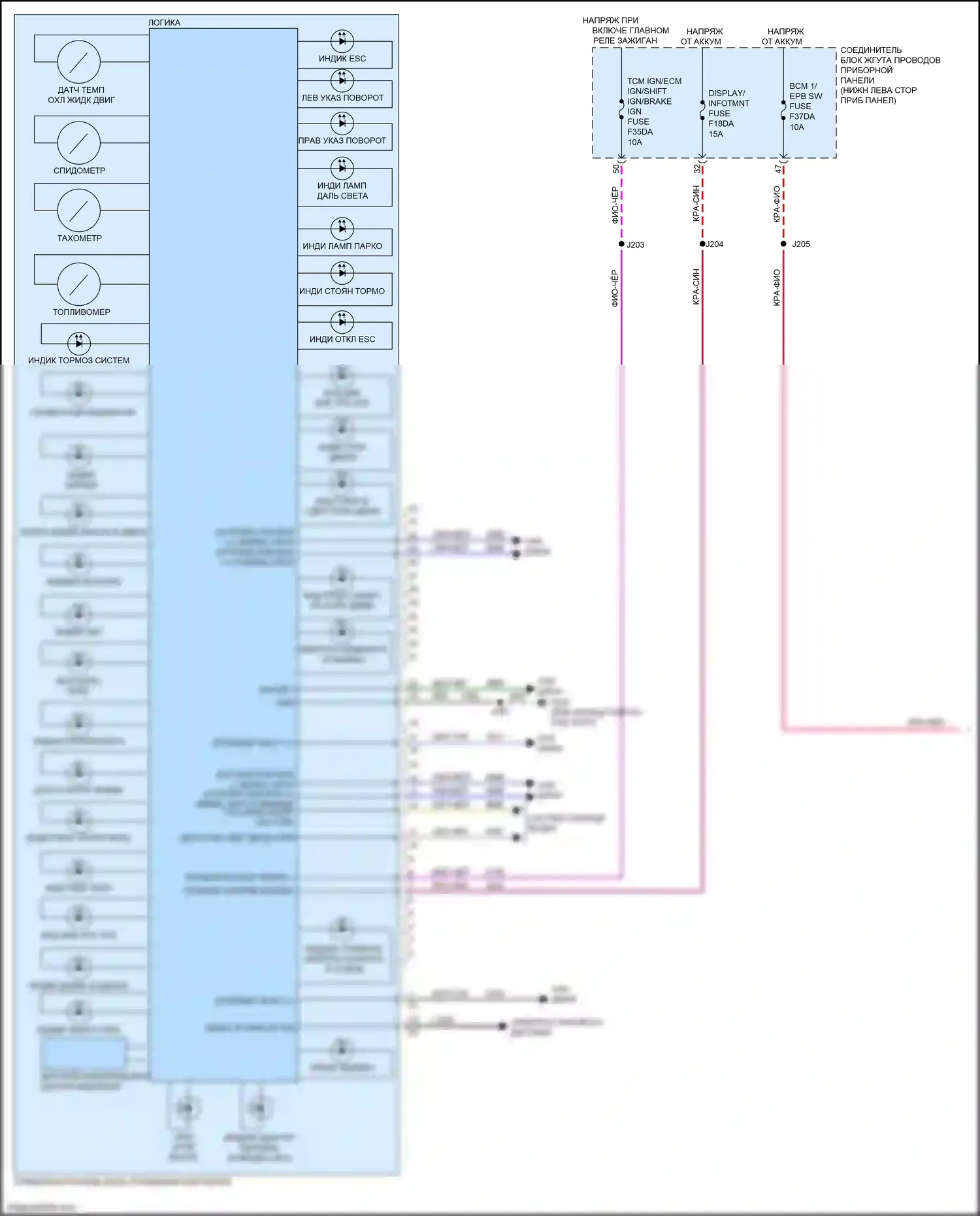 CT5 Cadillac I (2019-2024): Электросхема приборной панели (1 из 3) 