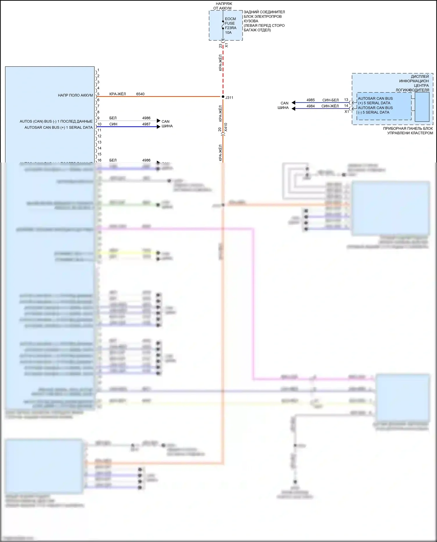 CT5 Cadillac I (2019-2024): Электросхема системы предупреждения столкновений, без встроенной системы помощи при торможении 