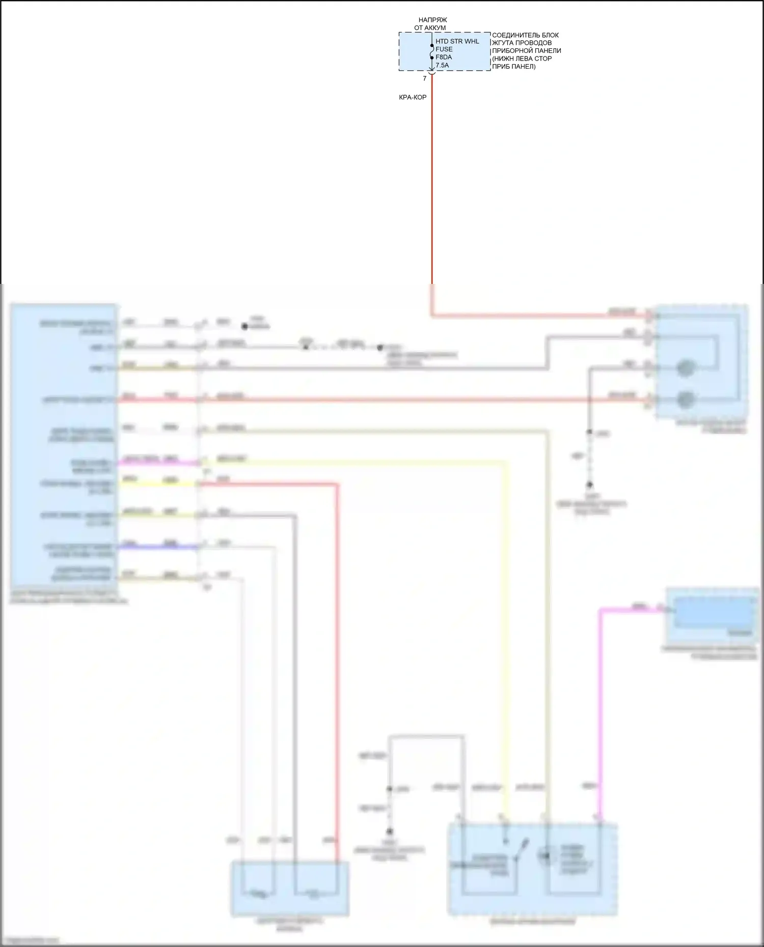 CT5 Cadillac I (2019-2024): Электросхема рулевого колеса с подогревом 