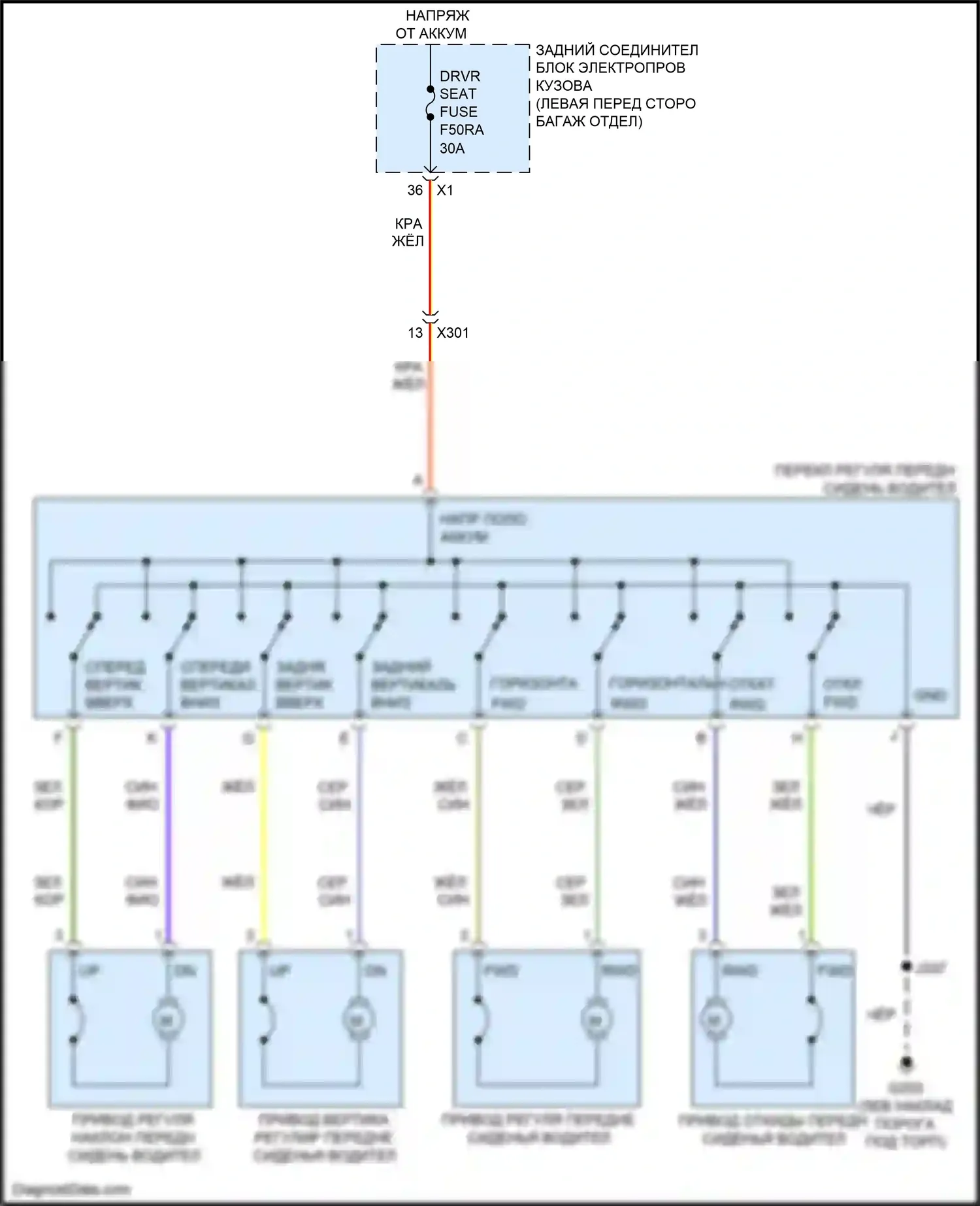 CT5 Cadillac I (2019-2024): Питание водительского сиденья электросхема 