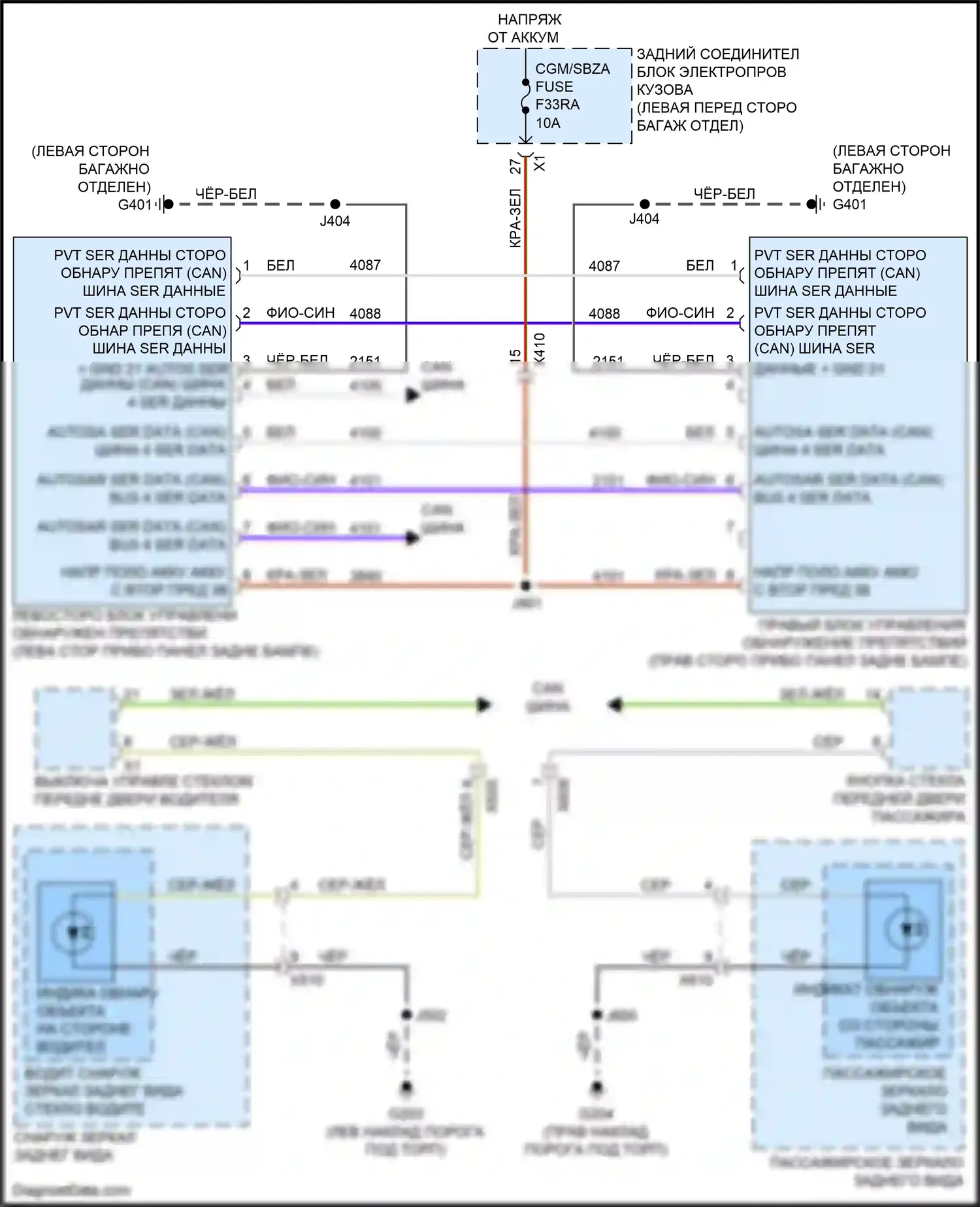 CT5 Cadillac I (2019-2024): Электросхема мониторинга в слепой зоне 
