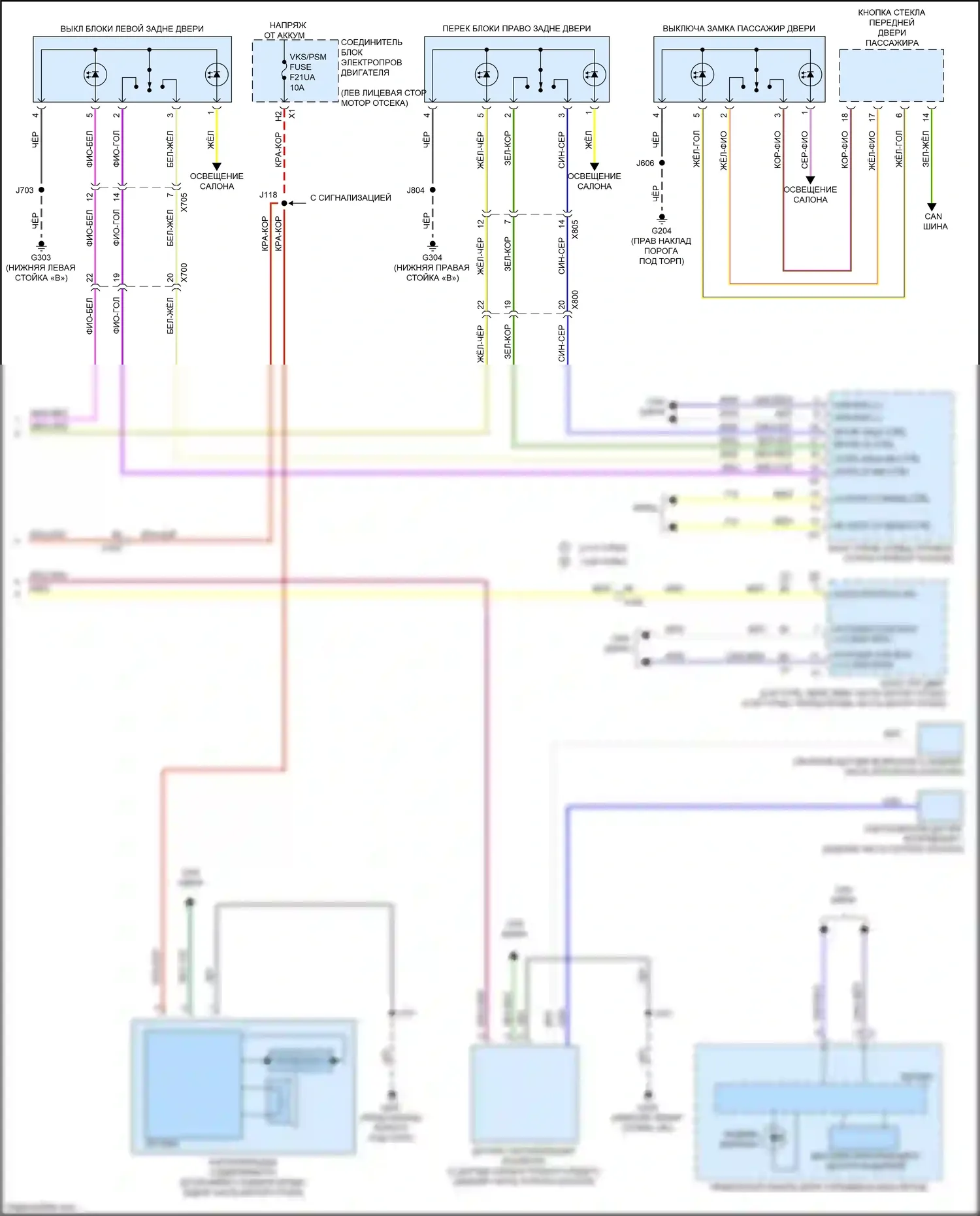 CT5 Cadillac I (2019-2024): Электросхема центрального замка (4 из 4) 