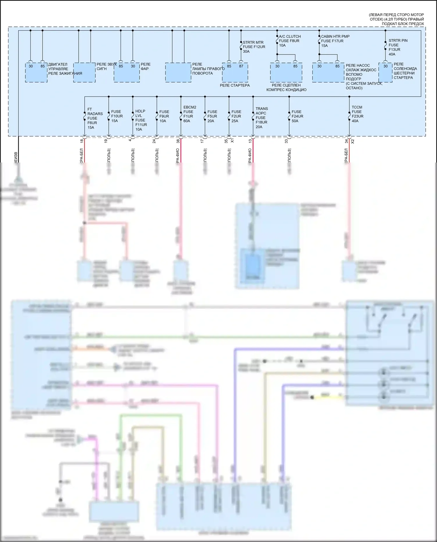CT6 Cadillac I рестайлинг (2018-2023): Электросхема блока предохранителей реле, без супер круизного пакета (10 из 10) 