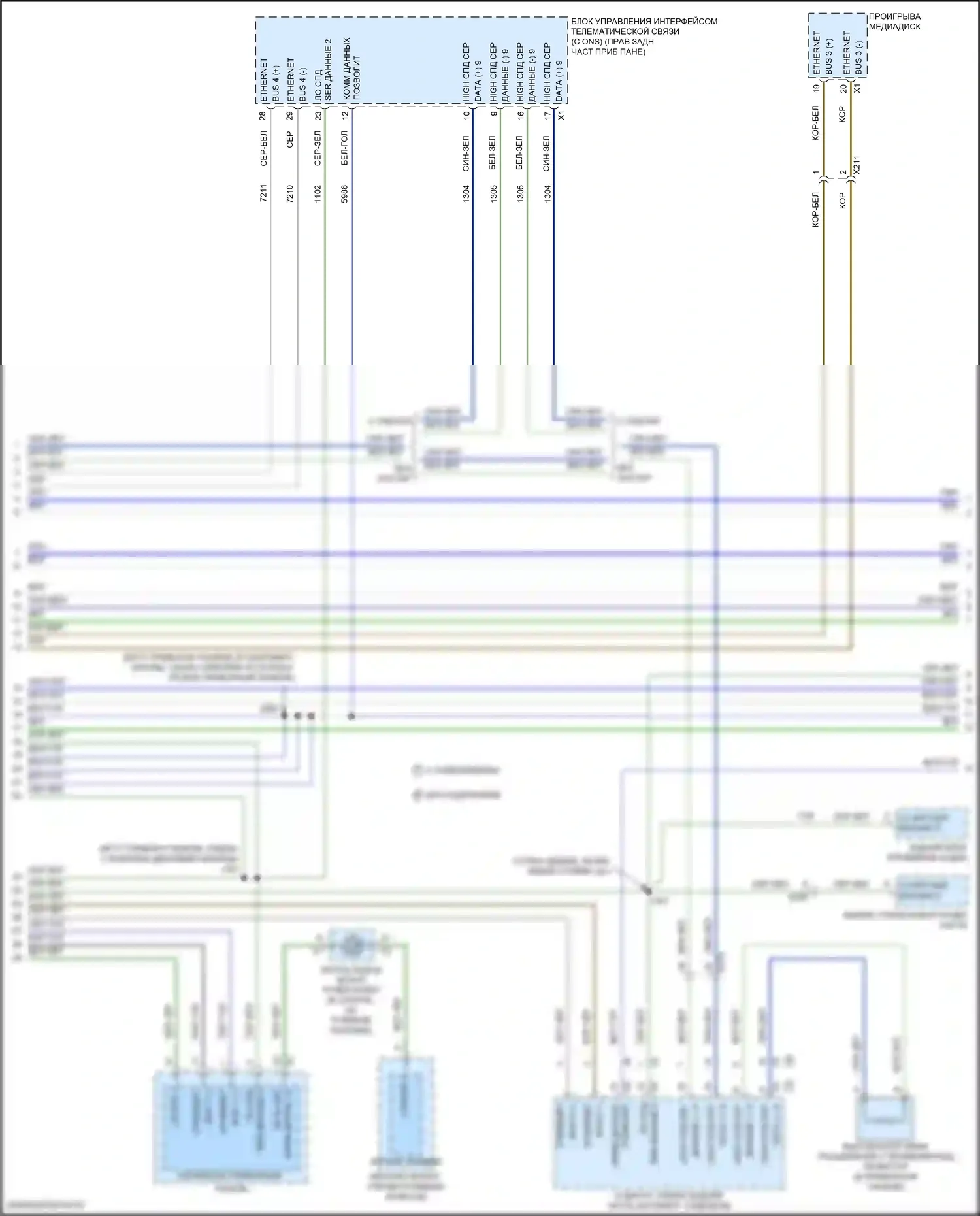 CT6 Cadillac I рестайлинг (2018-2023): Can шина электросхема, без супер круизного пакета (3 из 12) 