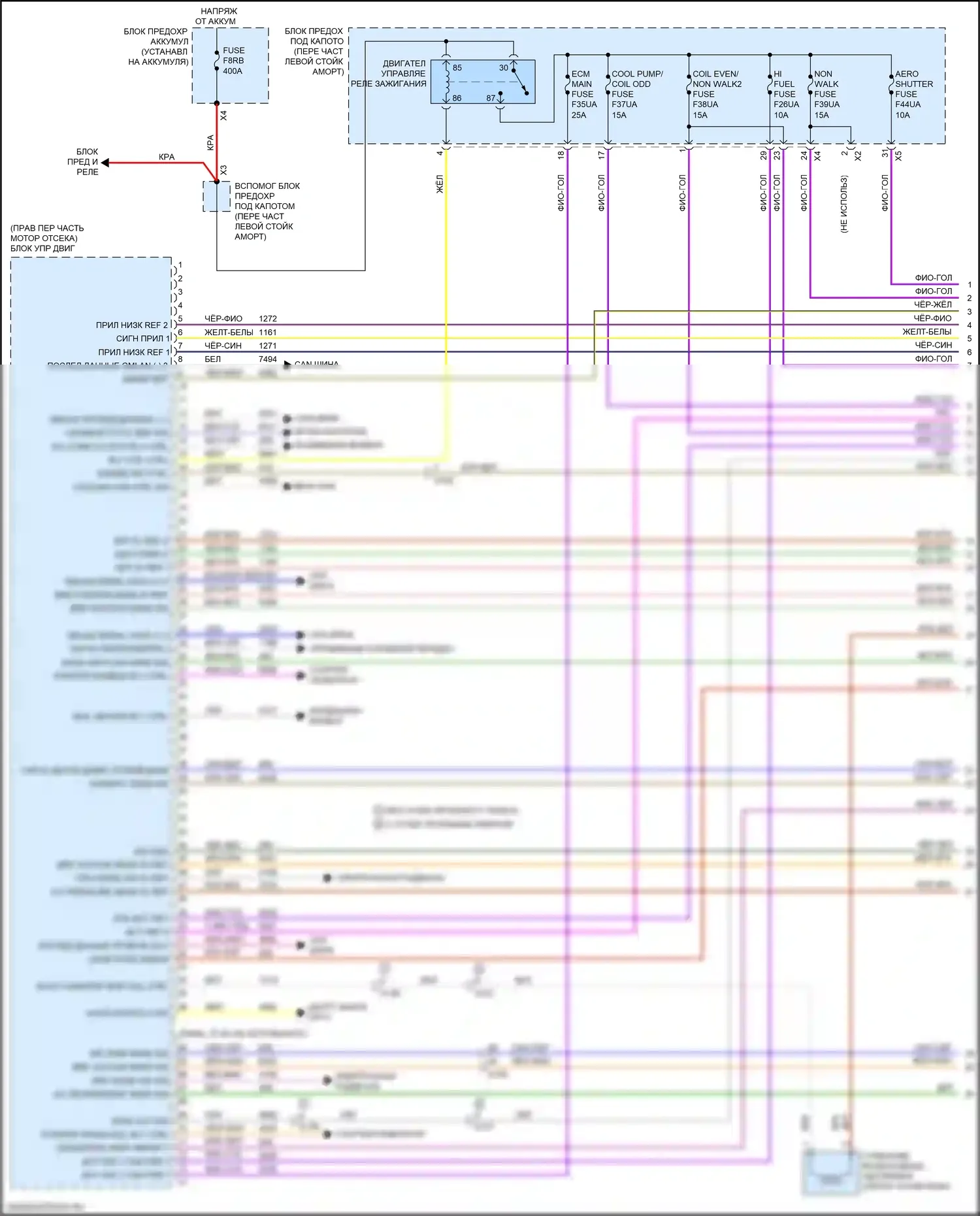 CT6 Cadillac I рестайлинг (2018-2023): Электросхема двигателя 3.6l vin s (1 из 9) 