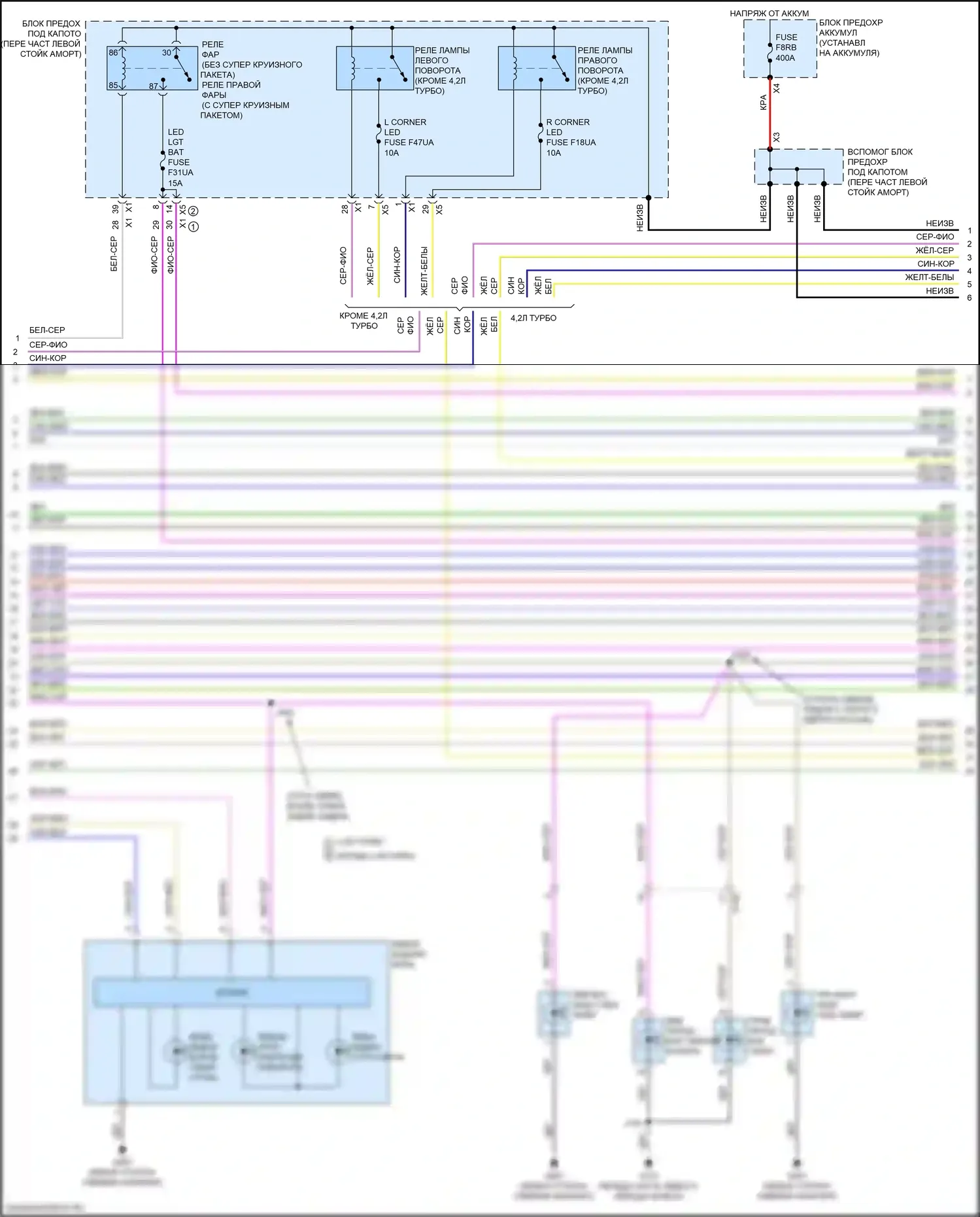 CT6 Cadillac I рестайлинг (2018-2023): Электросхема внешних светильников (2 из 7) 