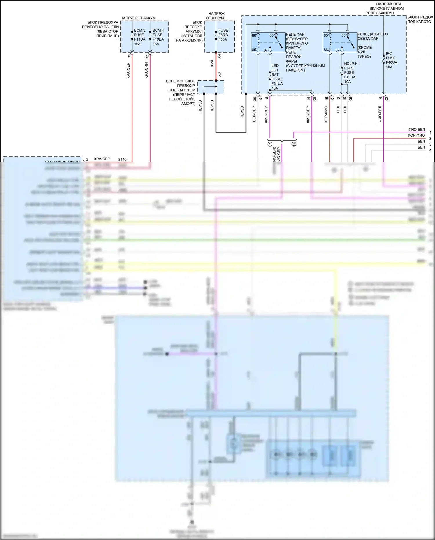 CT6 Cadillac I рестайлинг (2018-2023): Электросхема фар (1 из 2) 