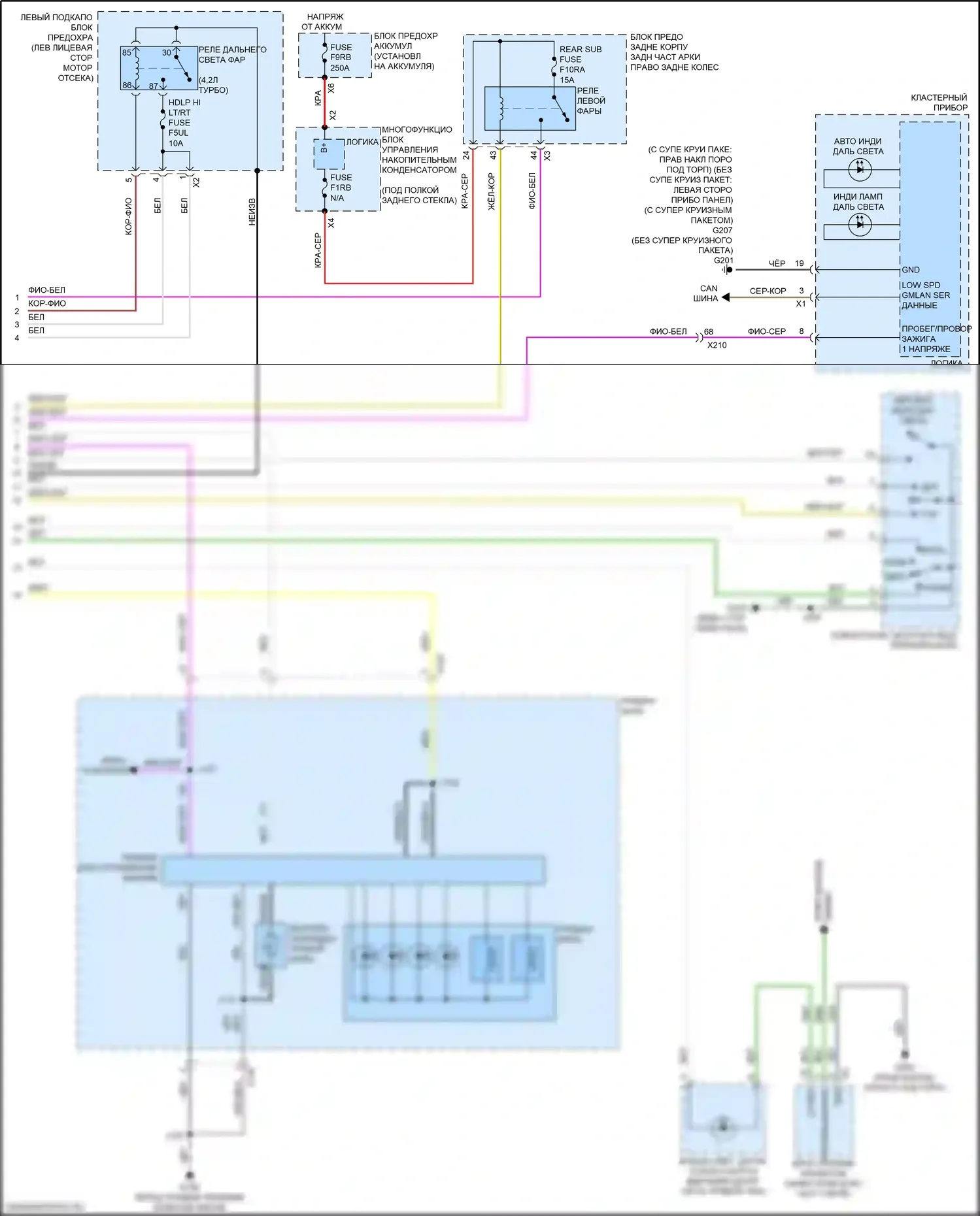 CT6 Cadillac I рестайлинг (2018-2023): Электросхема фар (2 из 2) 