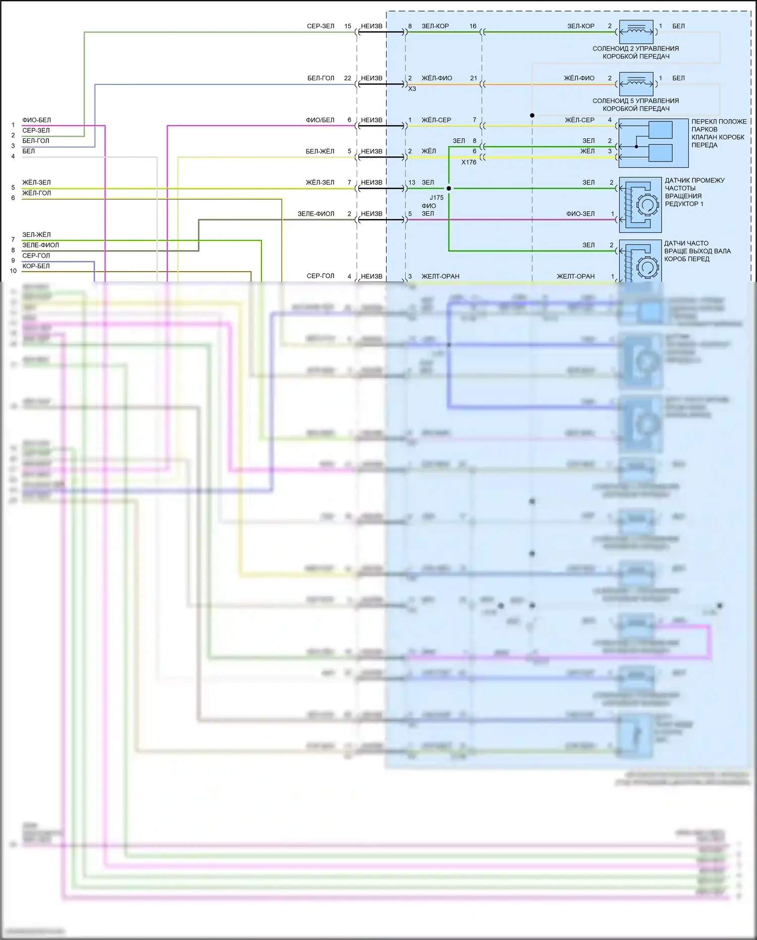 CT6 Cadillac I рестайлинг (2018-2023): Электросхема автоматической коробки передач (3 из 4) 