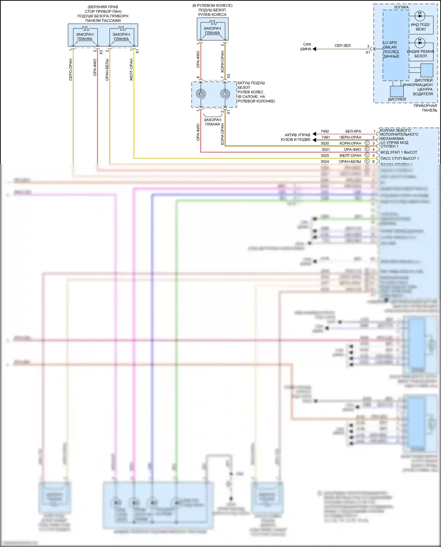CT6 Cadillac I рестайлинг (2018-2023): Электросхема подушек безопасности (3 из 3) 