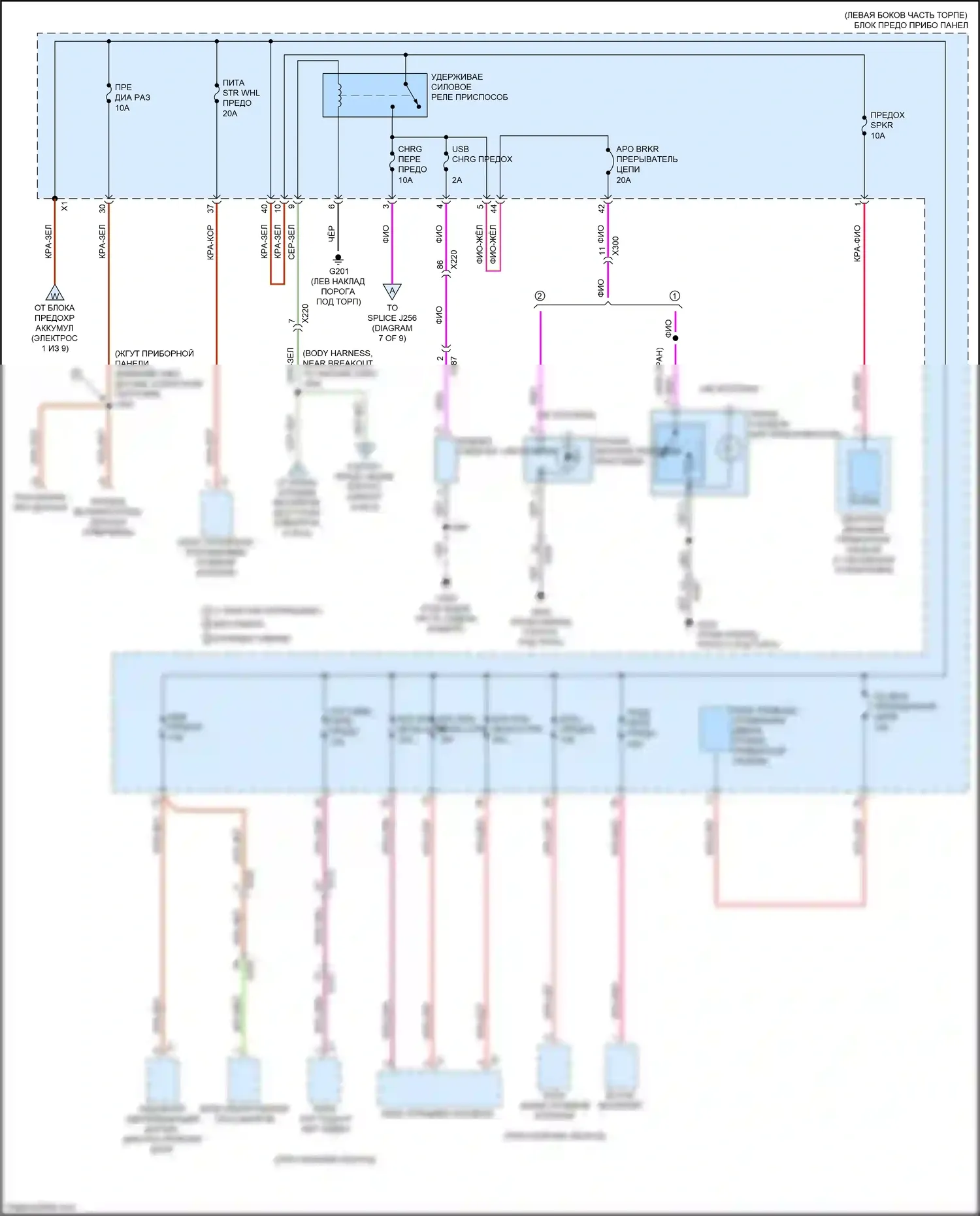 CT6 Cadillac I (2016-2019): Электросхема блока предохранителей реле, без супер крейсерского пакета (3 из 9) 