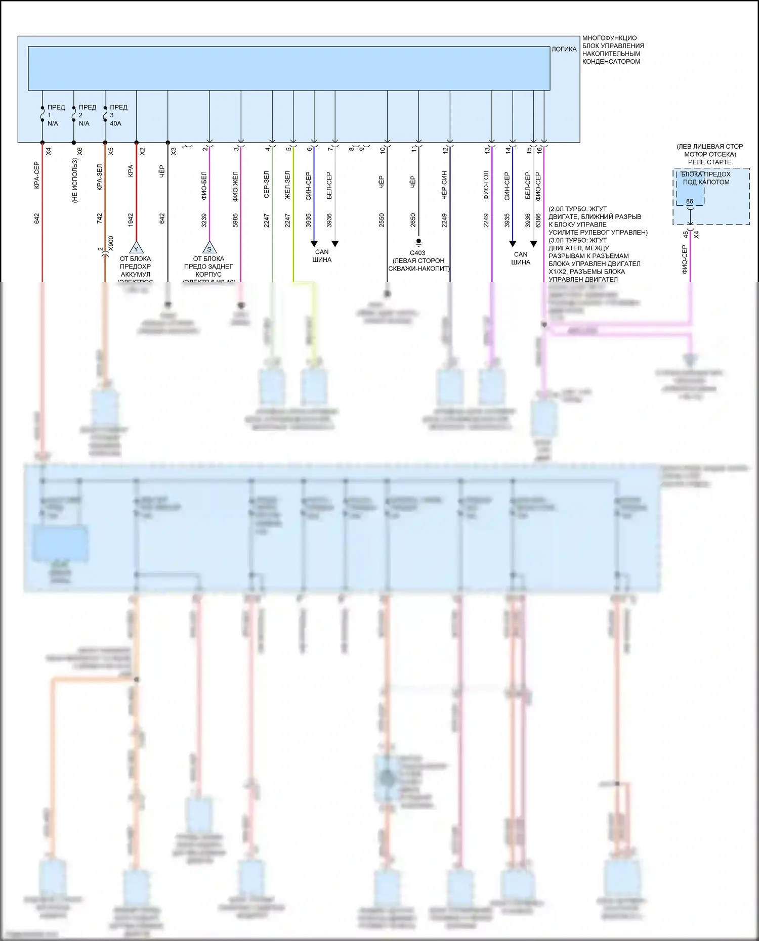 CT6 Cadillac I (2016-2019): Электросхема блока предохранителей реле, с комплектом супер круиз (10 из 10) 