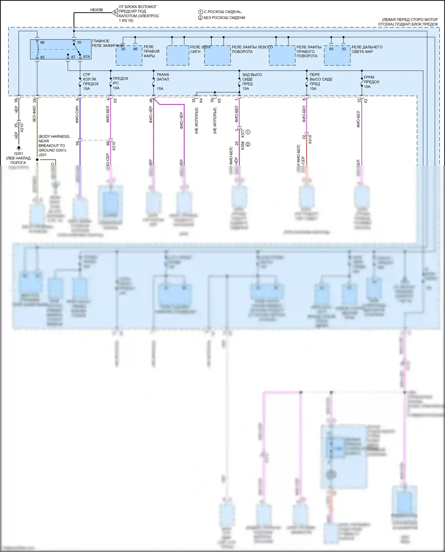 CT6 Cadillac I (2016-2019): Электросхема блока предохранителей реле, с комплектом супер круиз (2 из 10) 