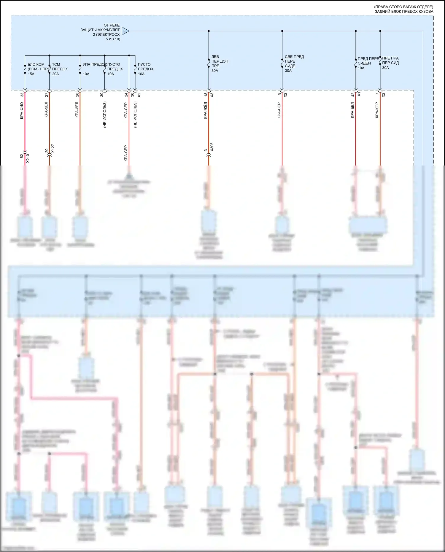 CT6 Cadillac I (2016-2019): Электросхема блока предохранителей реле, с комплектом супер круиз (4 из 10) 