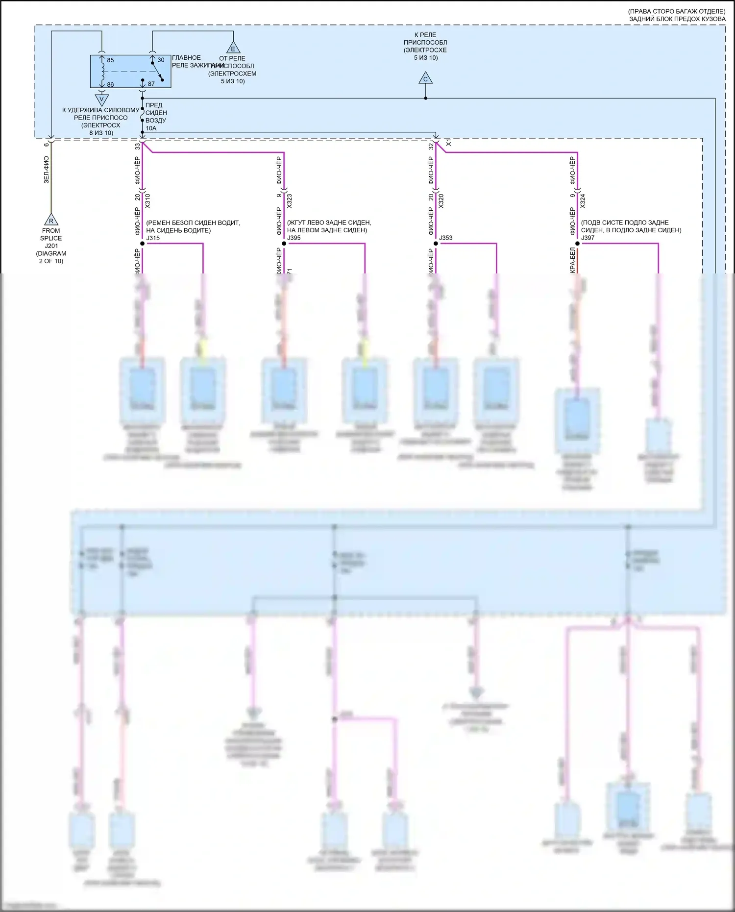 CT6 Cadillac I (2016-2019): Электросхема блока предохранителей реле, с комплектом супер круиз (6 из 10) 