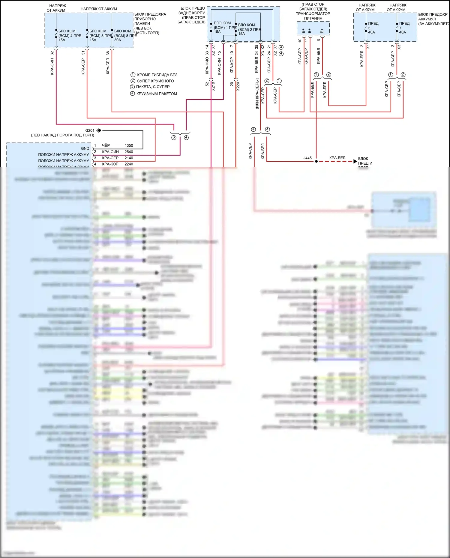 CT6 Cadillac I (2016-2019): Электросхема блоков управления кузовом (1 из 2) 