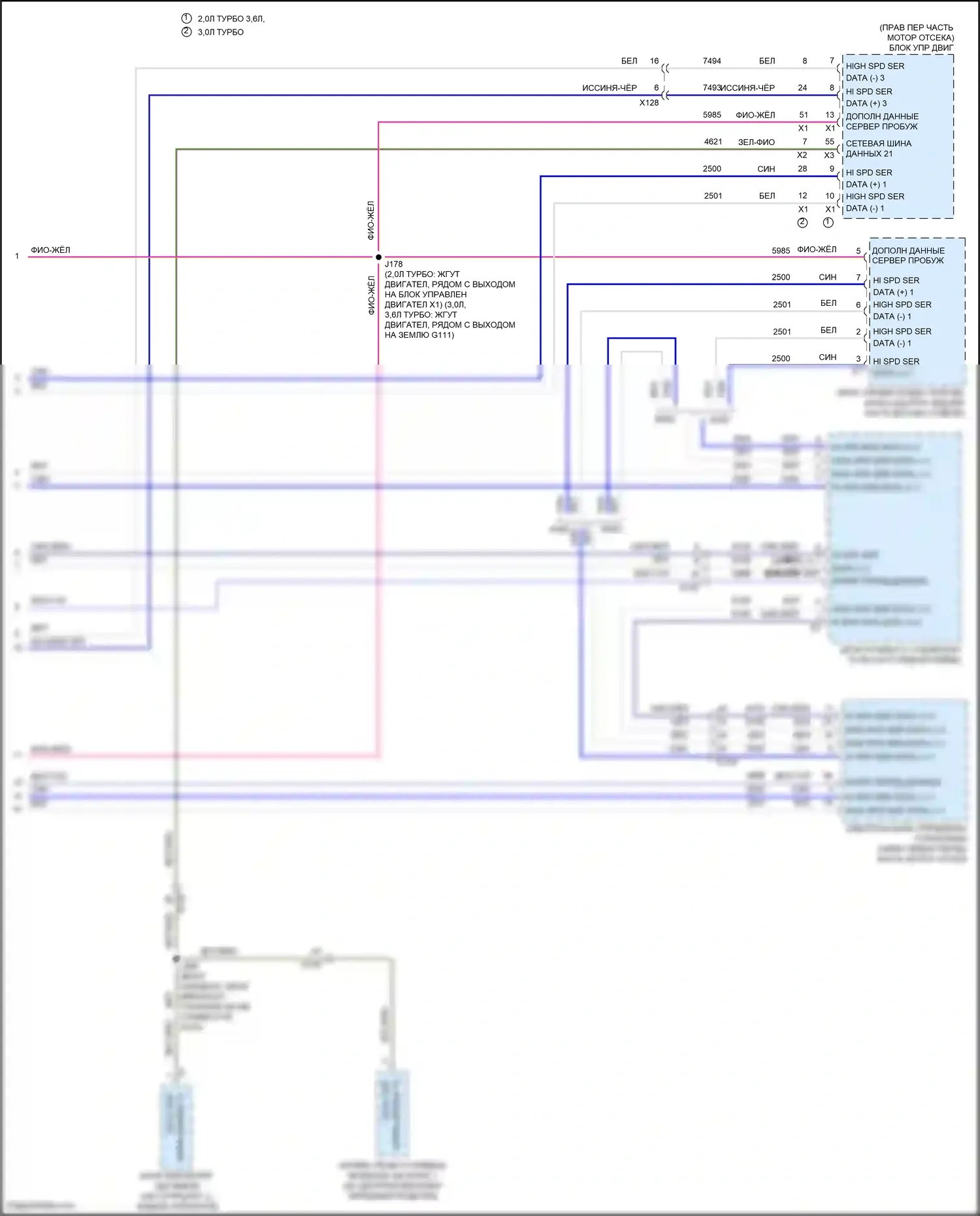 CT6 Cadillac I (2016-2019): Can шина электросхема, за исключением гибридной без супер круизного пакета (13 из 13) 