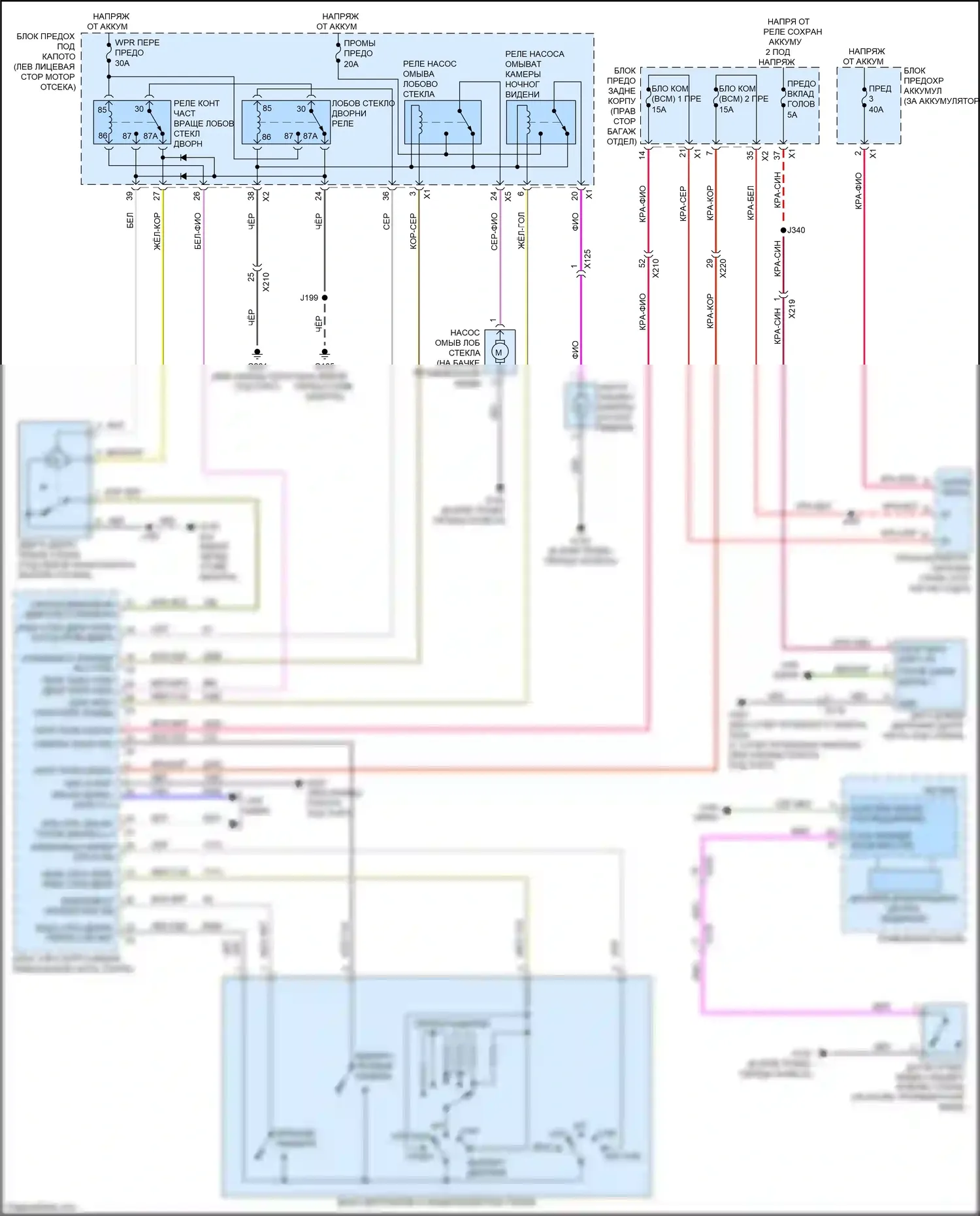 CT6 Cadillac I (2016-2019): Дворники и омыватели электросхема 