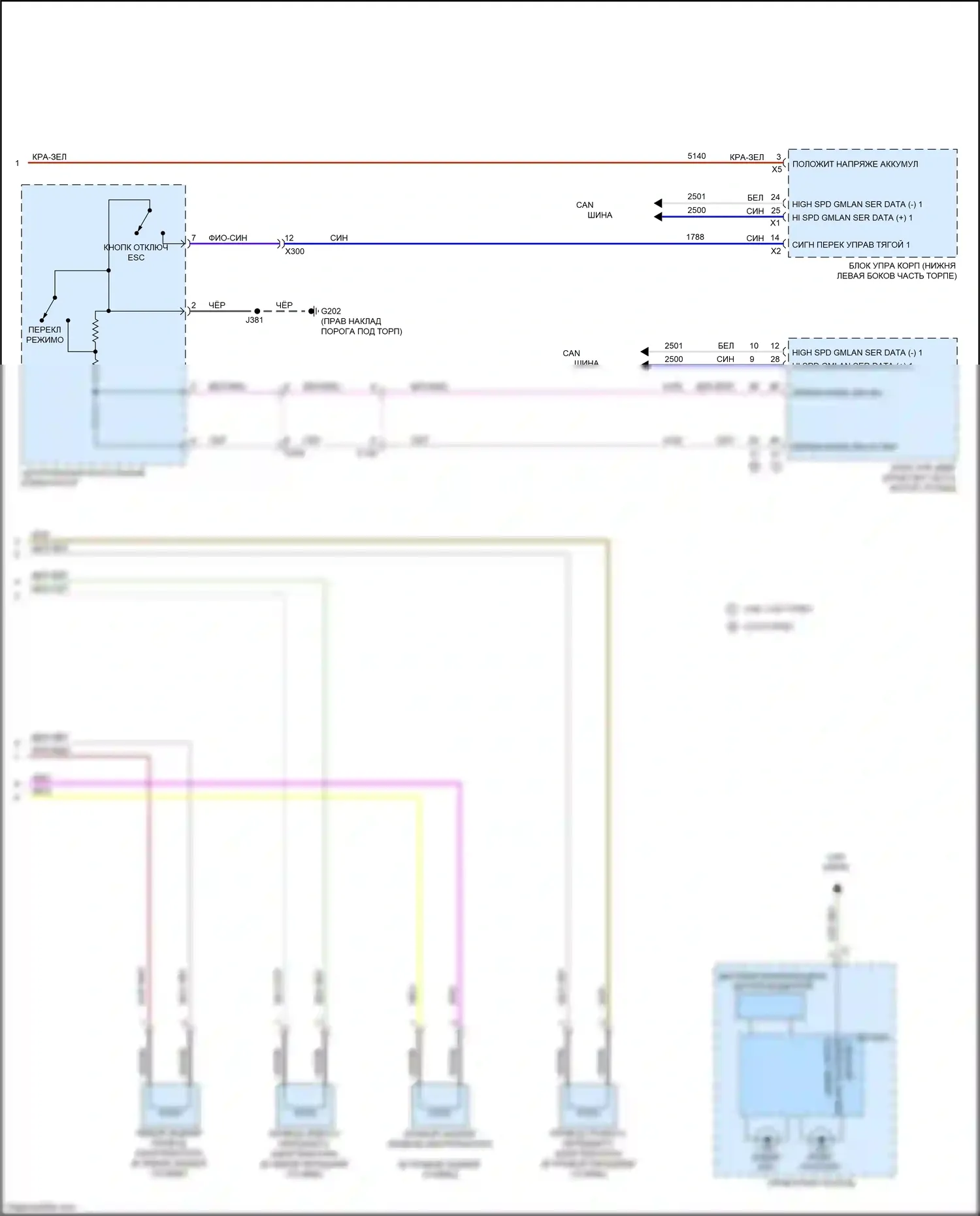CT6 Cadillac I (2016-2019): Электросхема электронной подвески (2 из 2) 