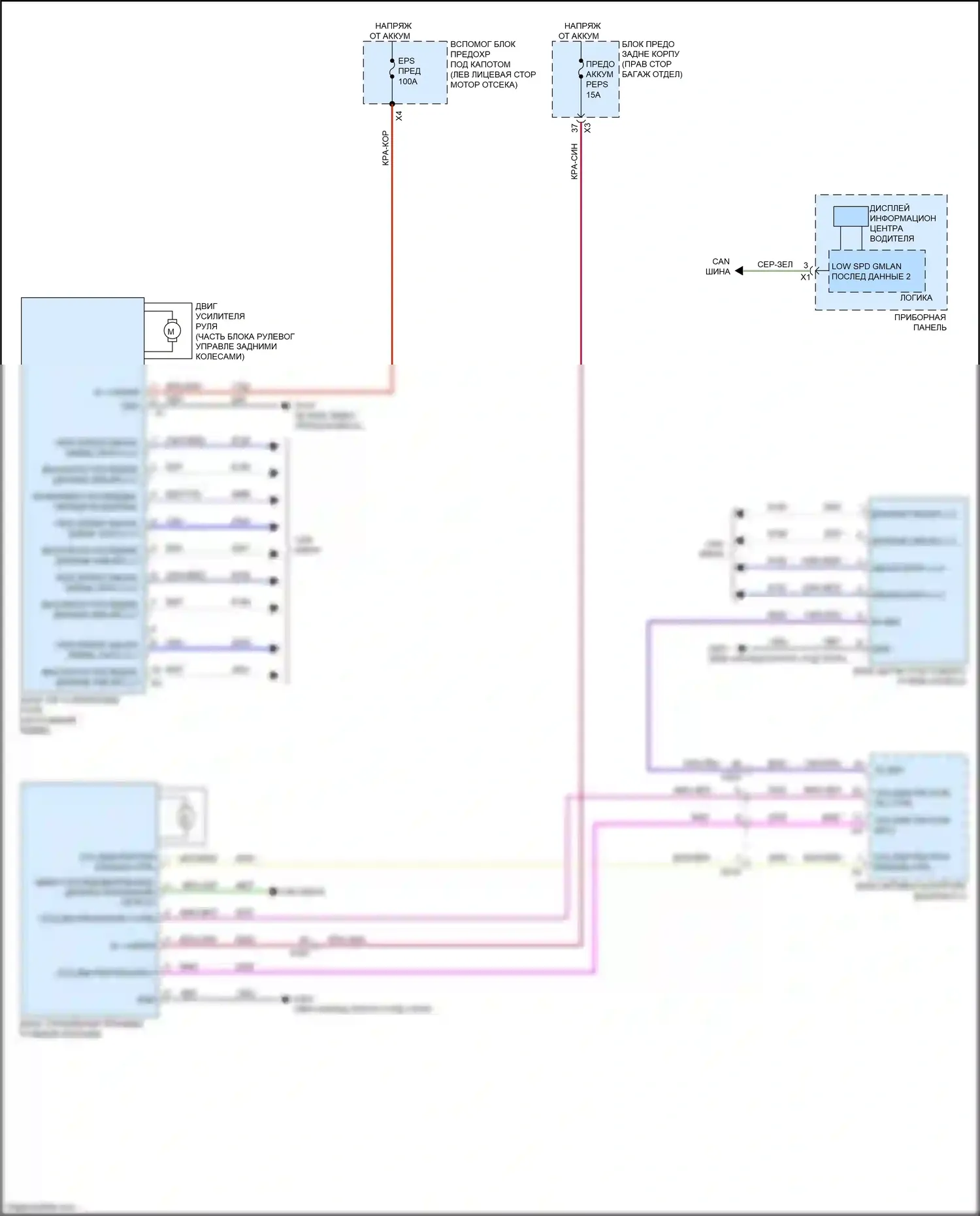 CT6 Cadillac I (2016-2019): Электросхема электроусилителя руля, с супер круизным пакетом 