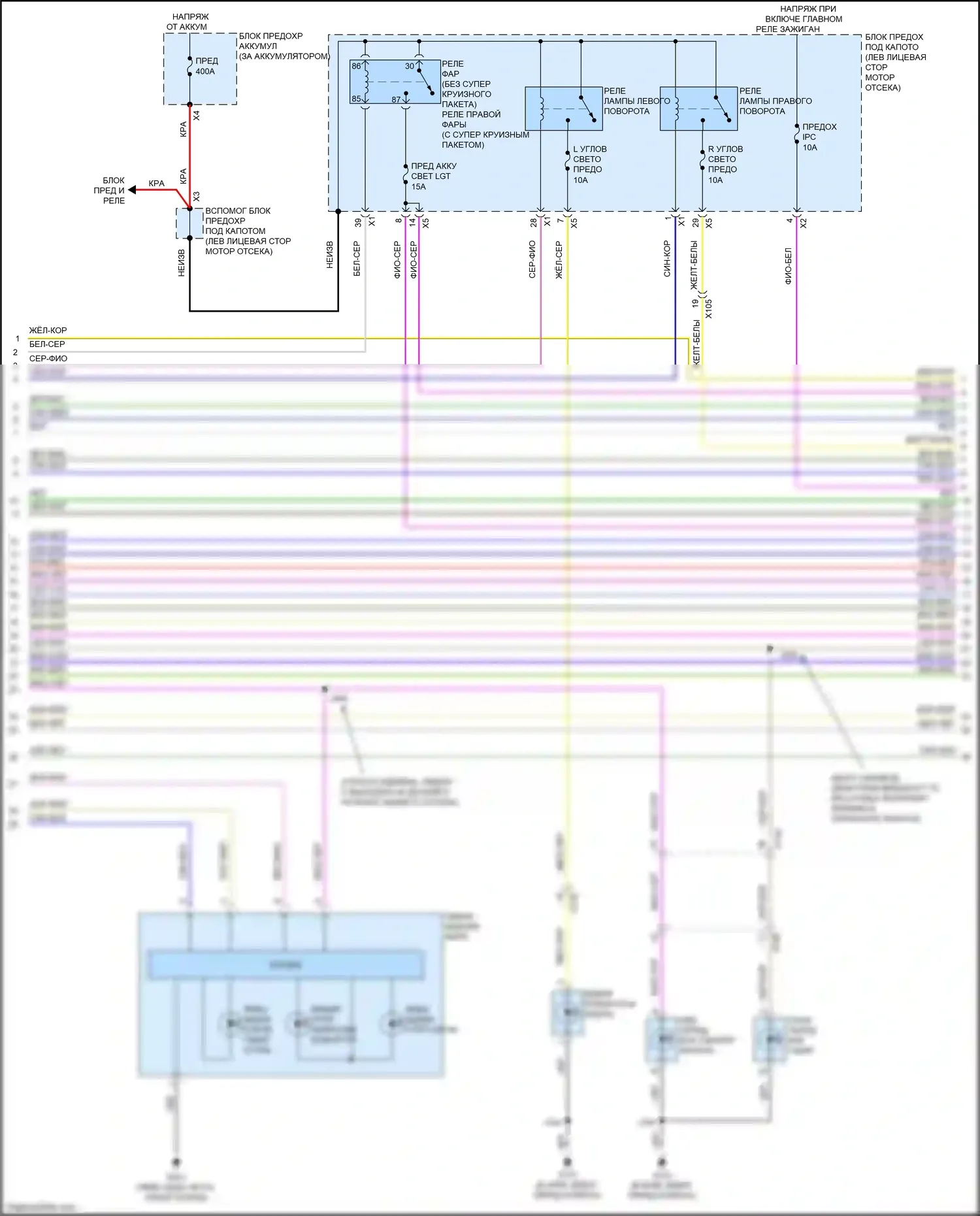 CT6 Cadillac I (2016-2019): Электросхема фар и фонарей (2 из 6) 
