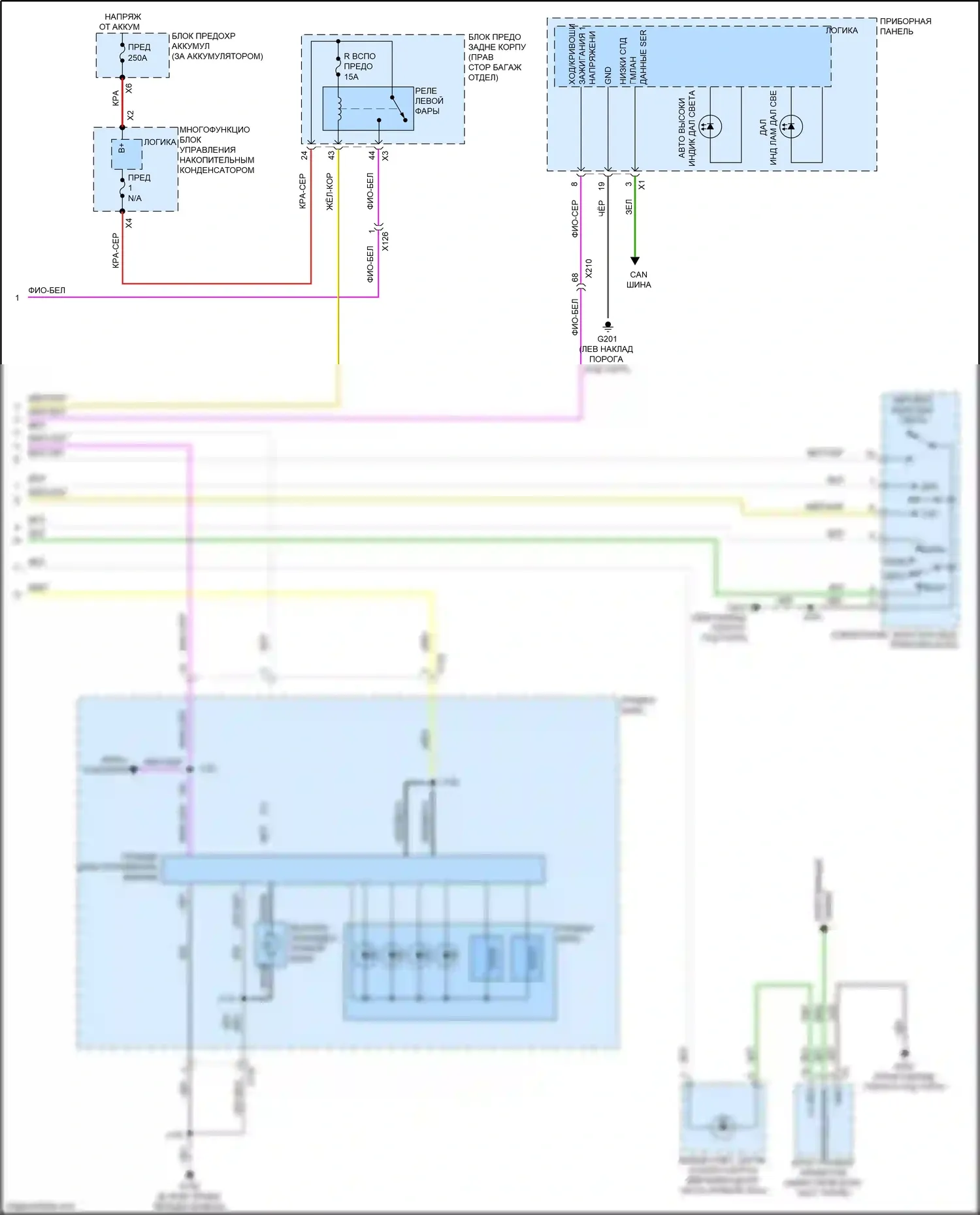 CT6 Cadillac I (2016-2019): Электросхема фар (2 из 2) 