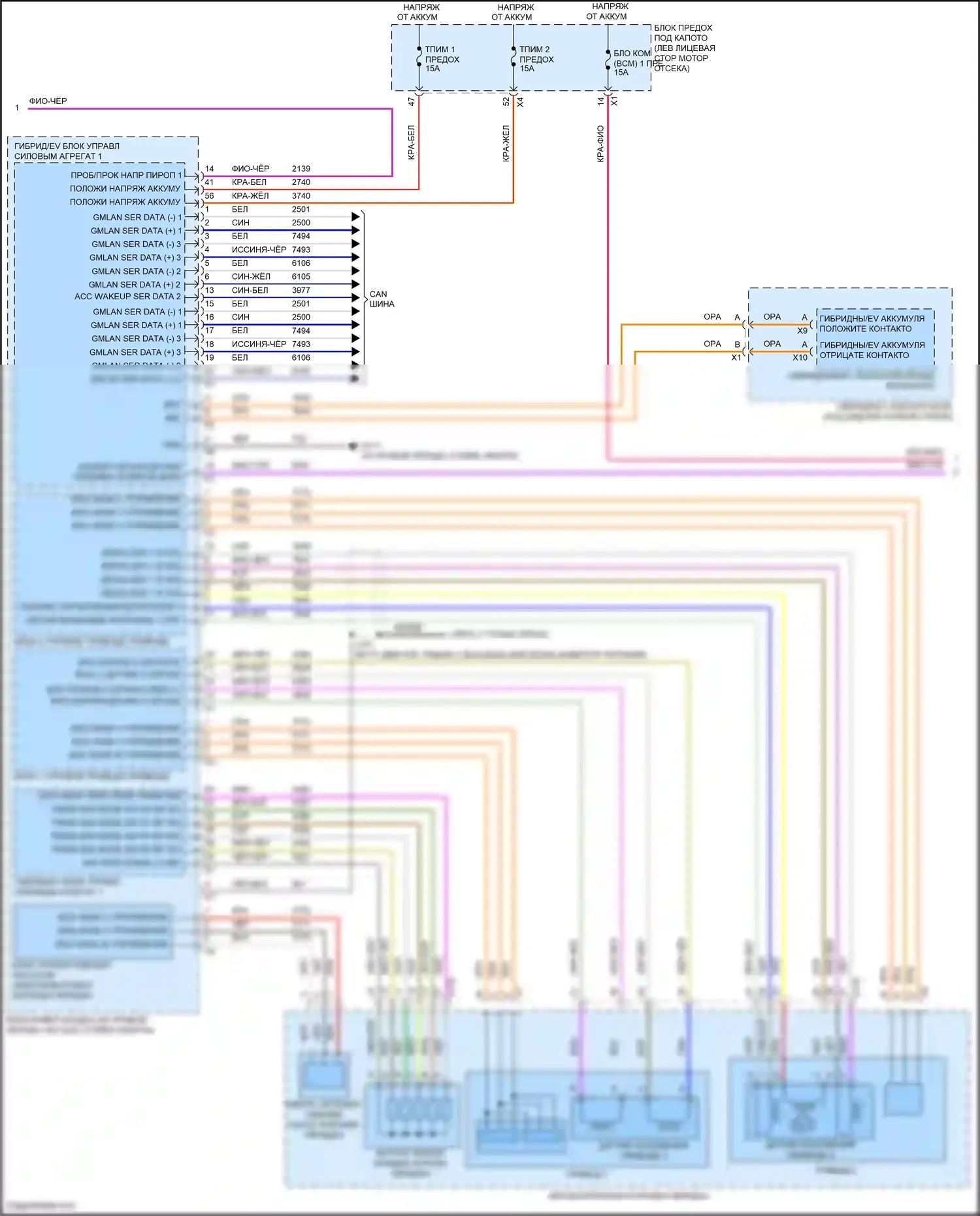 CT6 Cadillac I (2016-2019): Электросхема автоматической коробки передач, гибрид (3 из 4) 
