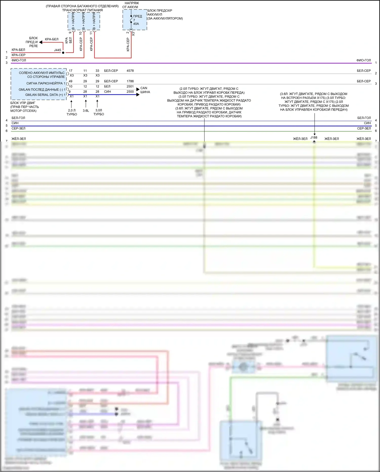 CT6 Cadillac I (2016-2019): Электросхема автоматической коробки передач, кроме гибридной (2 из 3) 