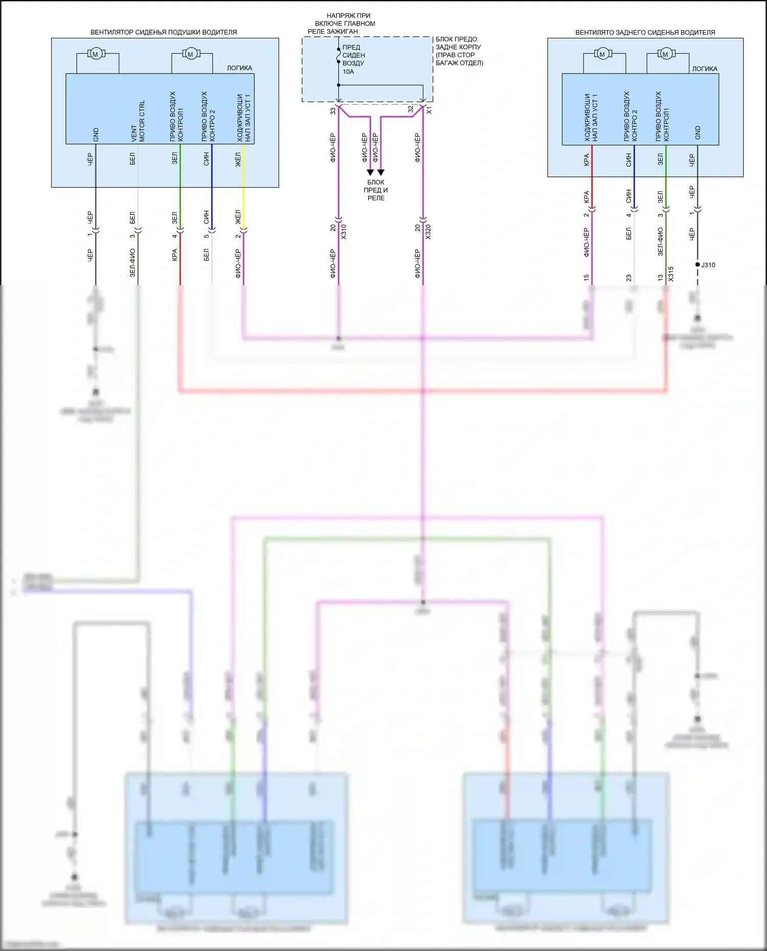 CT6 Cadillac I (2016-2019): Электросхема передних обогреваемых сидений (2 из 2) 