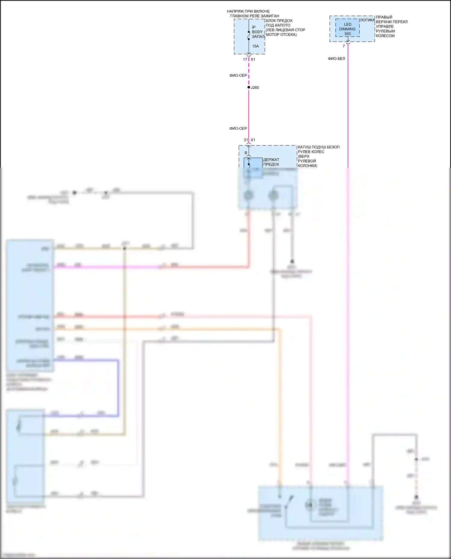 CT6 Cadillac I (2016-2019): Электросхема рулевого колеса с подогревом 
