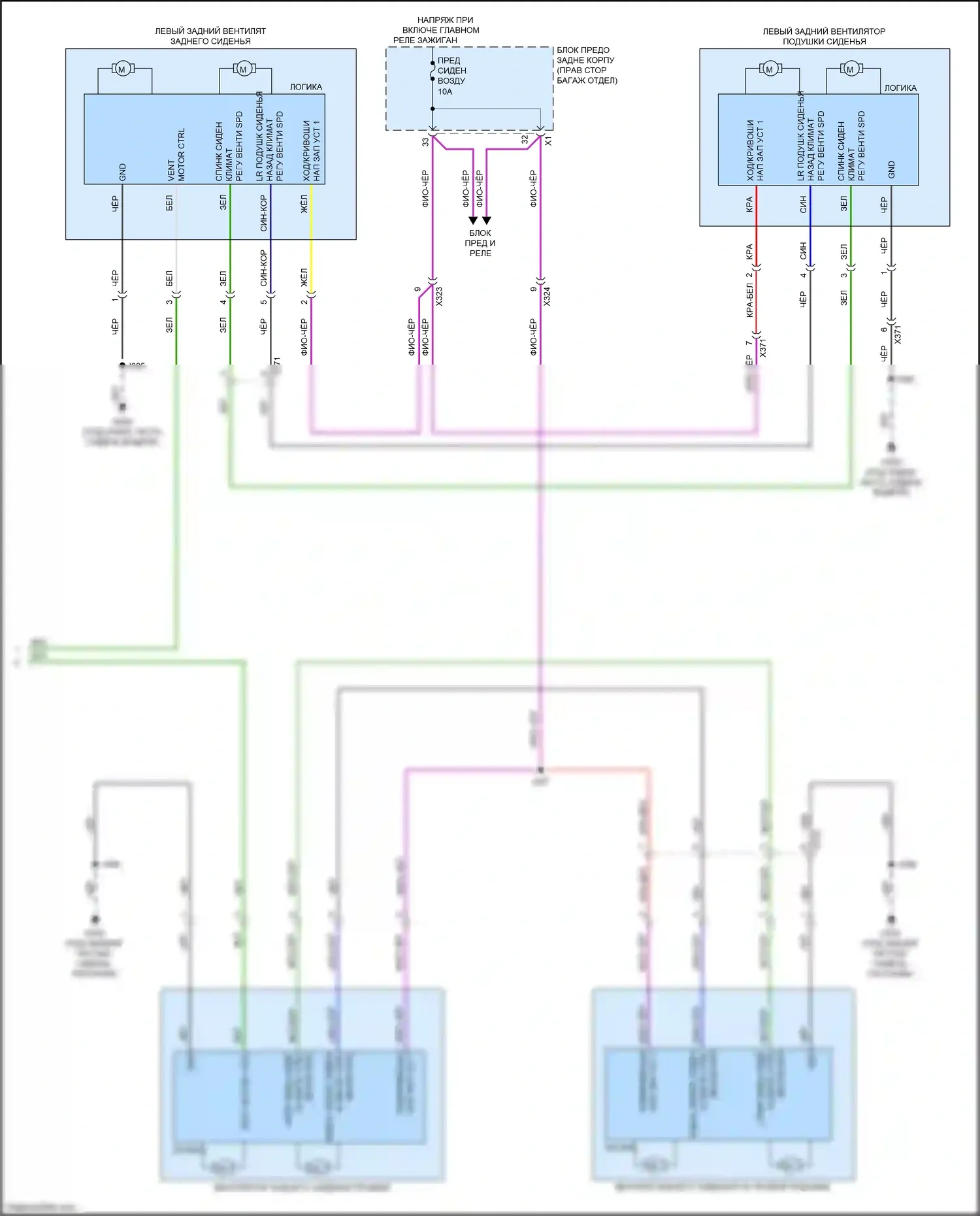 CT6 Cadillac I (2016-2019): Электросхема задних обогреваемых сидений (3 из 3) 