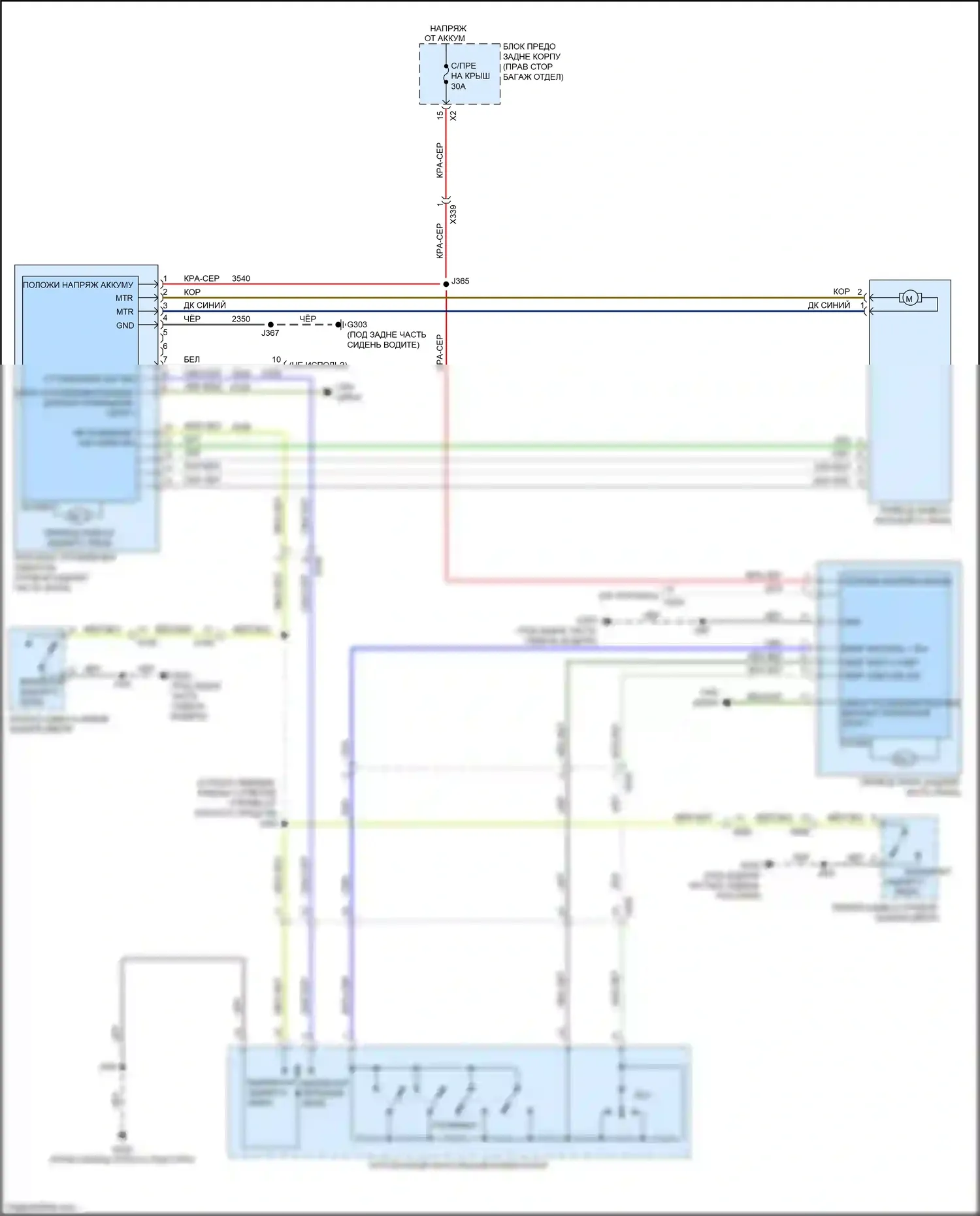 CT6 Cadillac I (2016-2019): Электросхема складной крыши/люка 