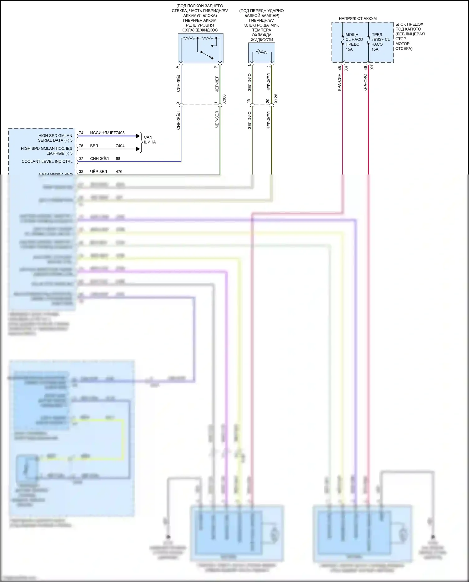 CT6 Cadillac I (2016-2019): Электросхема гибридного вентилятора охлаждения 