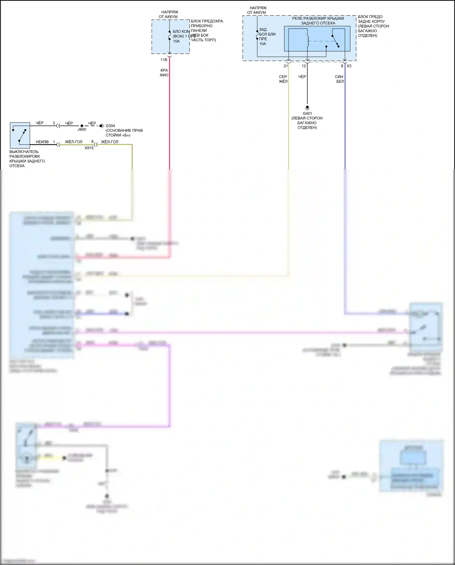 CTS-V Cadillac III (2013-2019): Электросхема разъединения багажника 