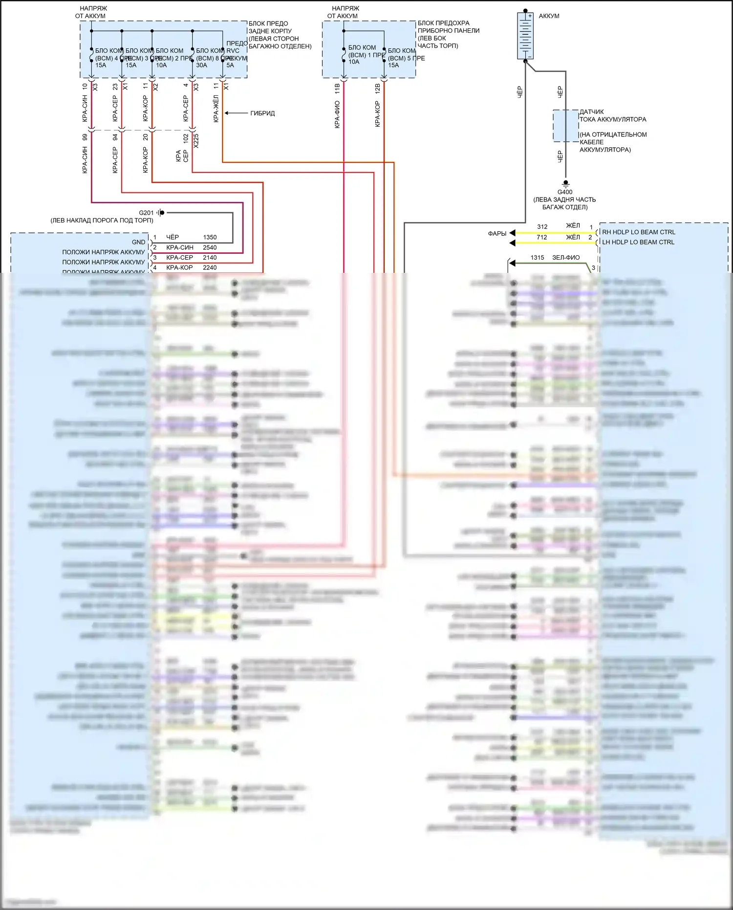 CTS-V Cadillac III (2013-2019): Электросхема блоков управления кузовом (1 из 2) 