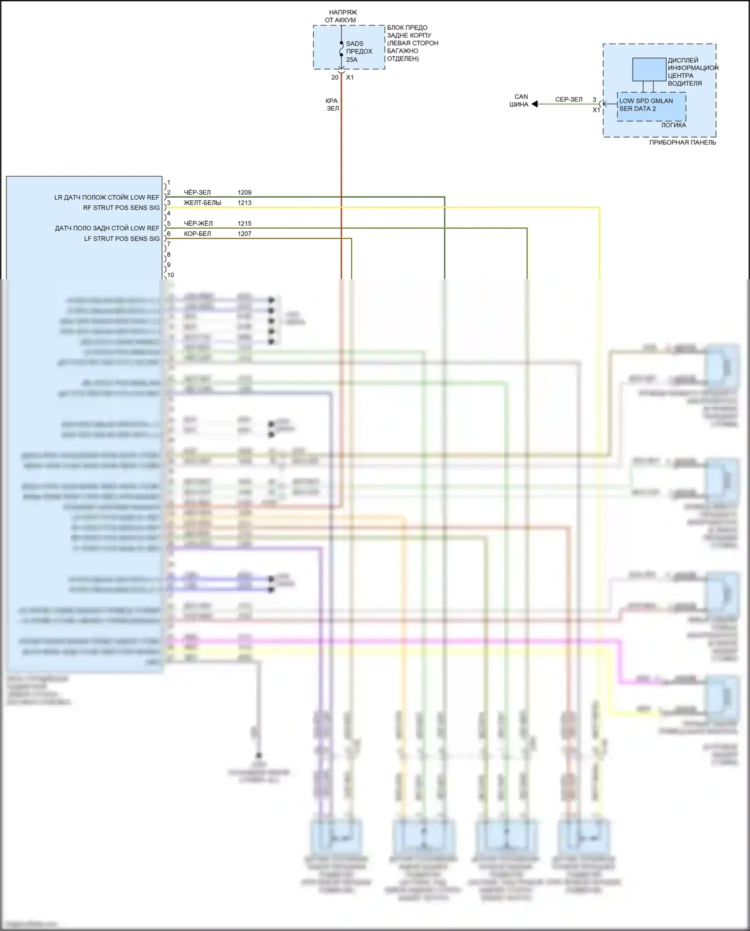 CTS-V Cadillac III (2013-2019): Электросхема электронной подвески 