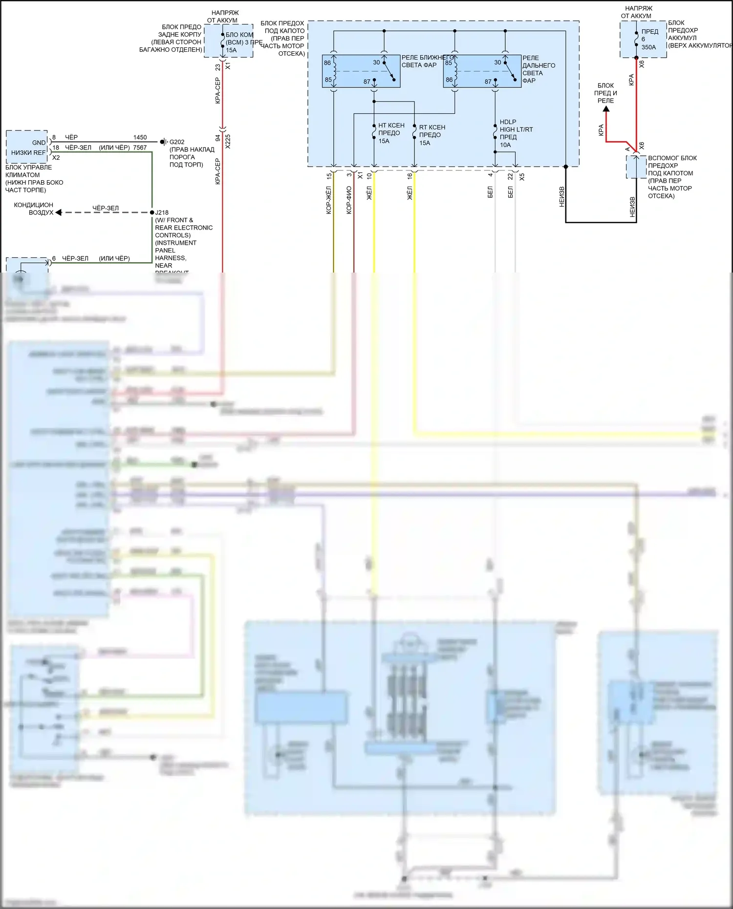 CTS-V Cadillac III (2013-2019): Электросхема фар, с разрядом высокой интенсивности (1 из 2) 