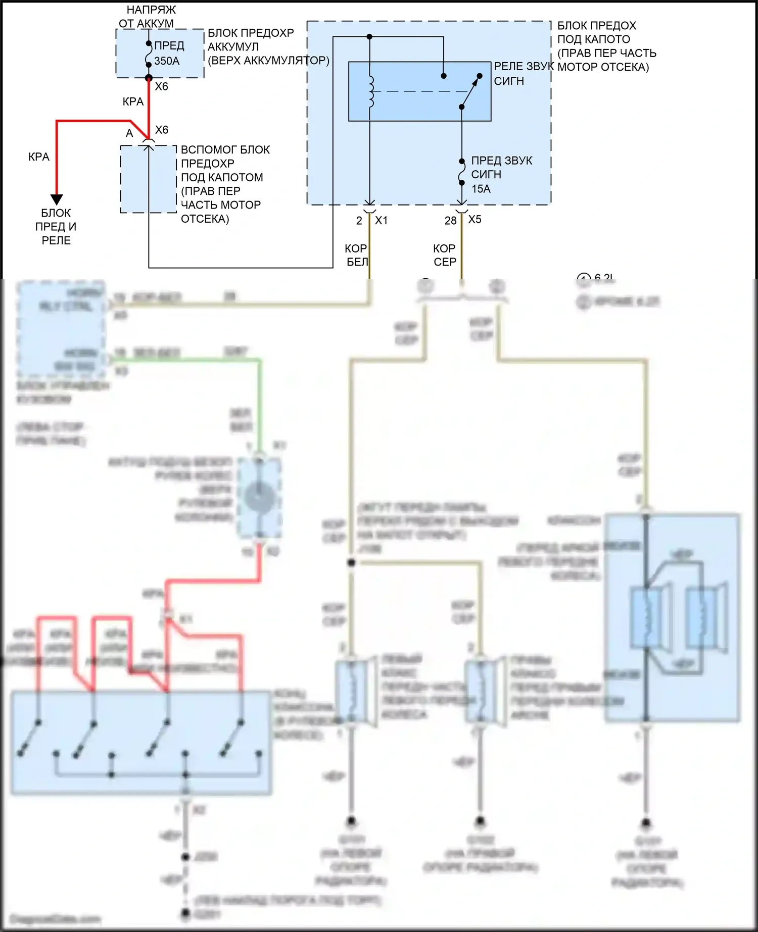 CTS-V Cadillac III (2013-2019): Электросхема клаксона 