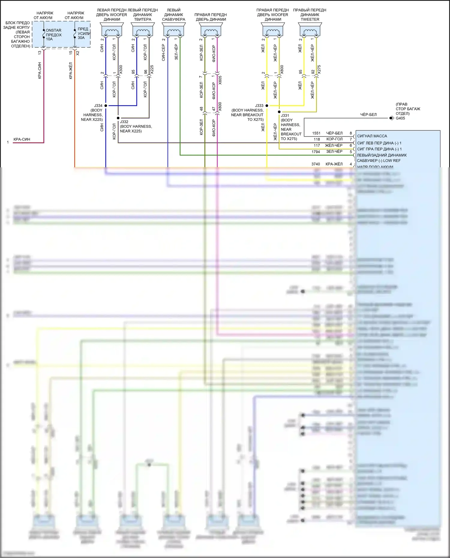 CTS-V Cadillac III (2013-2019): Электросхема магнитолы, средний уровень (4 из 4) 