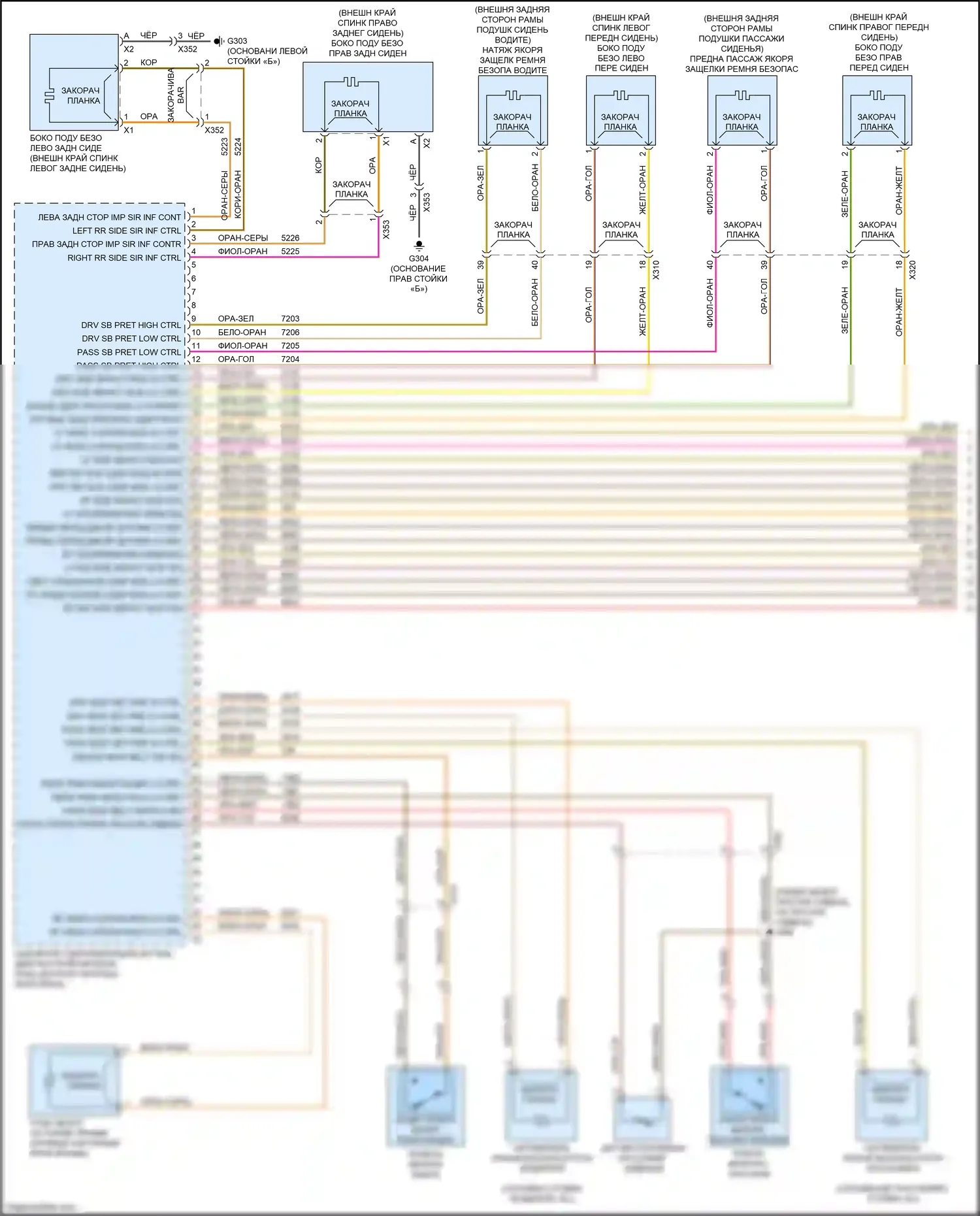 CTS-V Cadillac III (2013-2019): Электросхема подушек безопасности (1 из 3) 