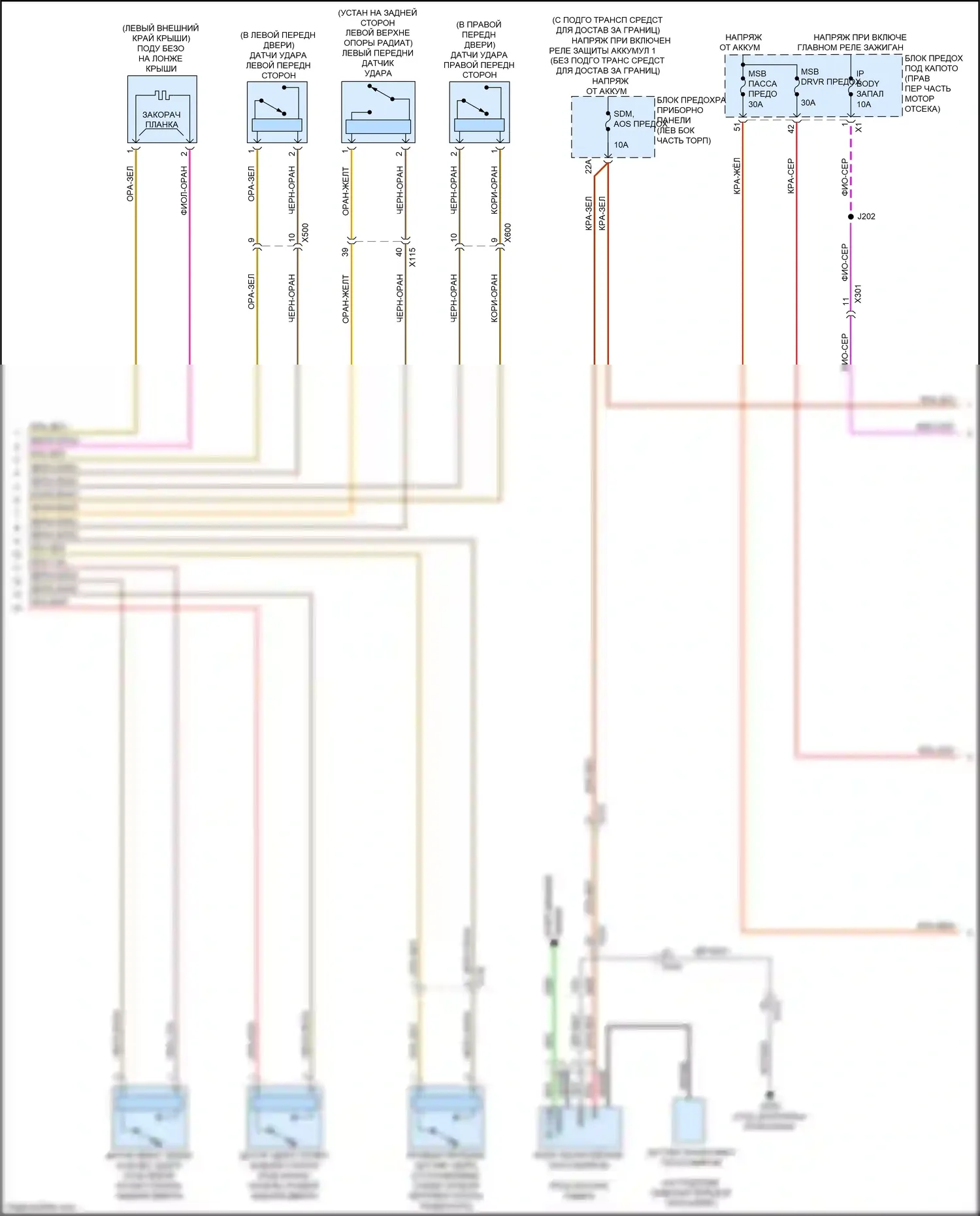 CTS-V Cadillac III (2013-2019): Электросхема подушек безопасности (2 из 3) 