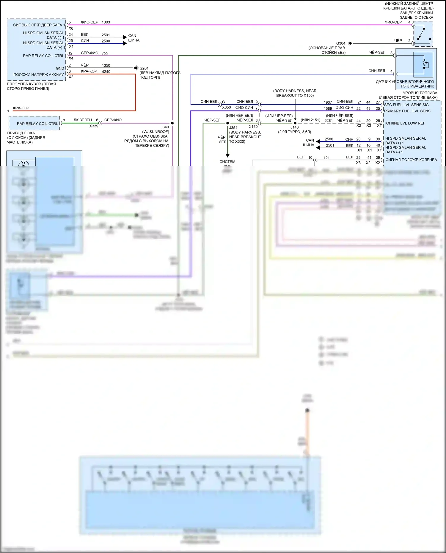 CTS-V Cadillac III (2013-2019): Электросхема приборной панели (2 из 3) 